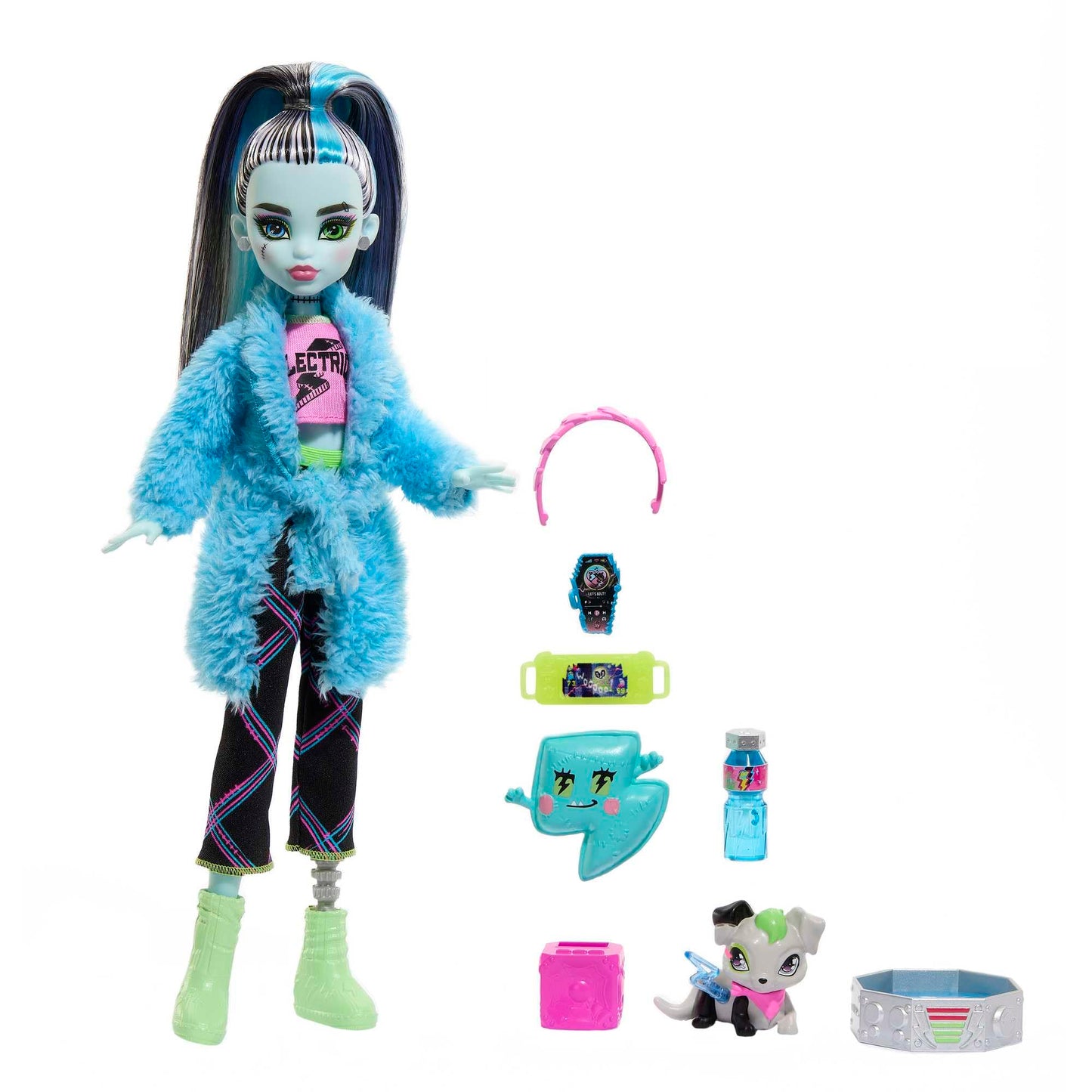 Monster High Creepover Party Frankie Stein Doll with Watzie – Sleepover Accessories