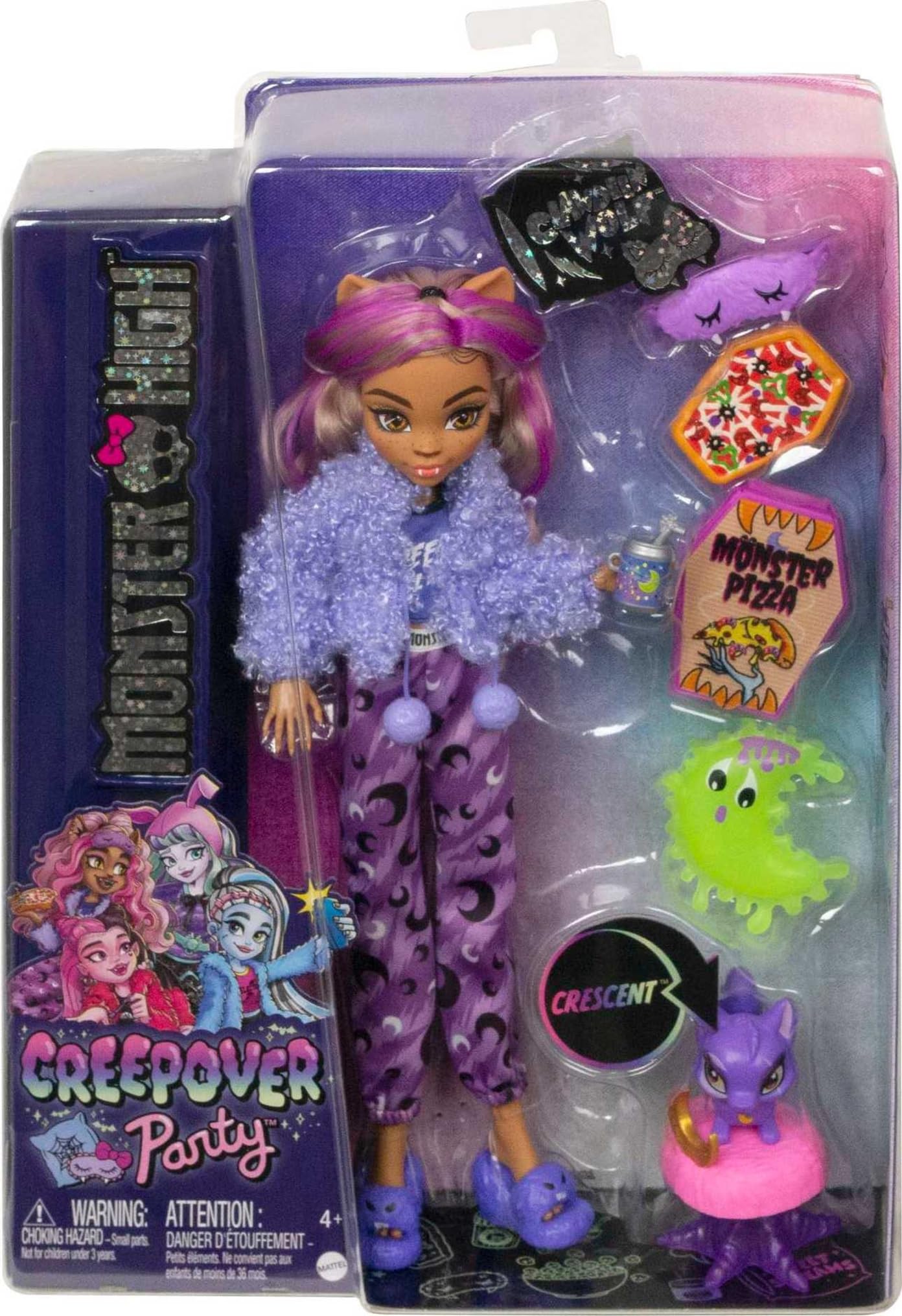 Monster High Creepover Party Doll: Clawdeen Wolf with Crescent – Sleepover Fashion & Accessories