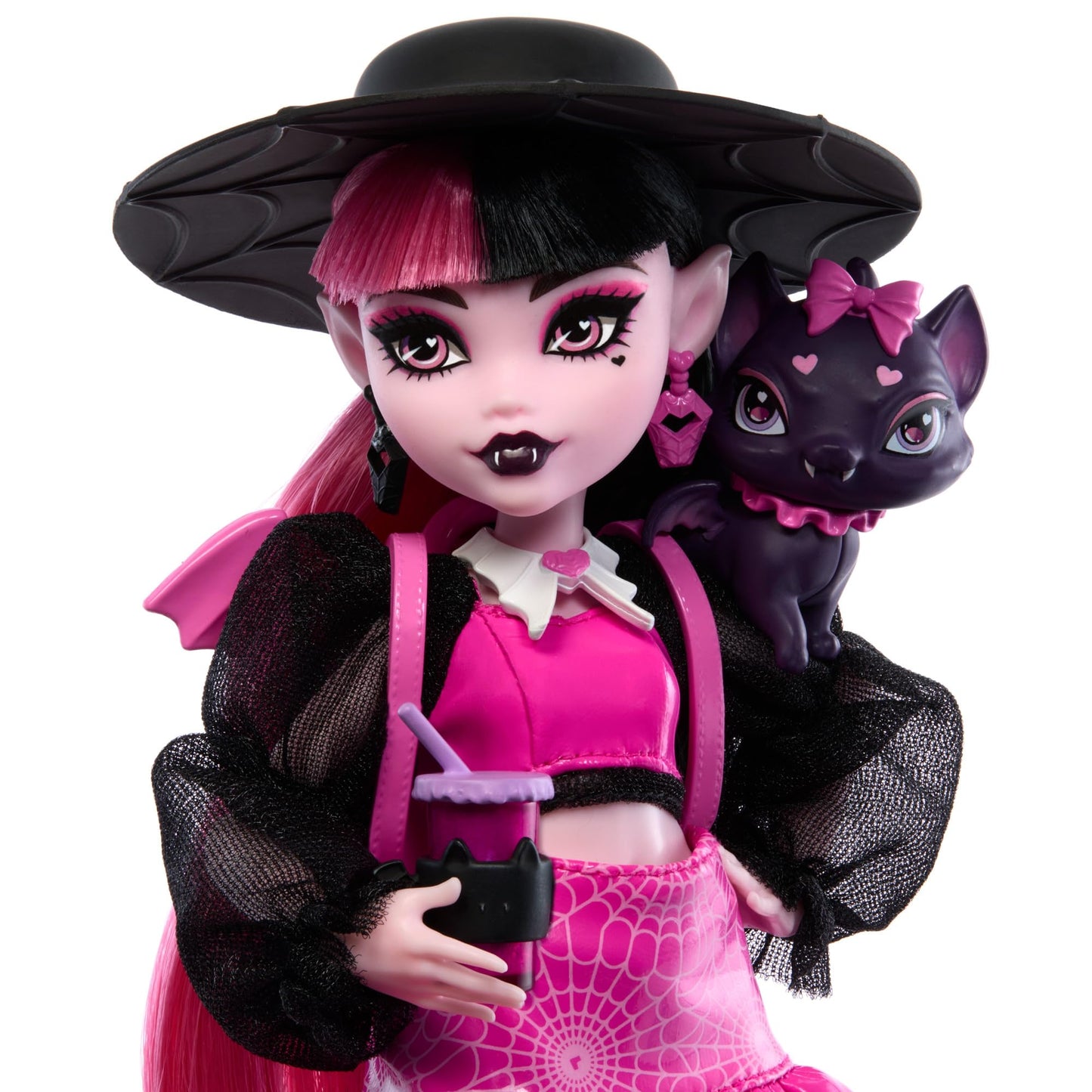 Monster High Draculaura Doll with Count Fabulous & Accessories – Backpack, Spell Book, Bento Box
