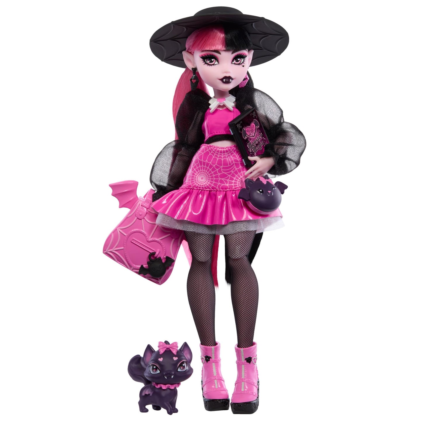 Monster High Draculaura Doll with Count Fabulous & Accessories – Backpack, Spell Book, Bento Box