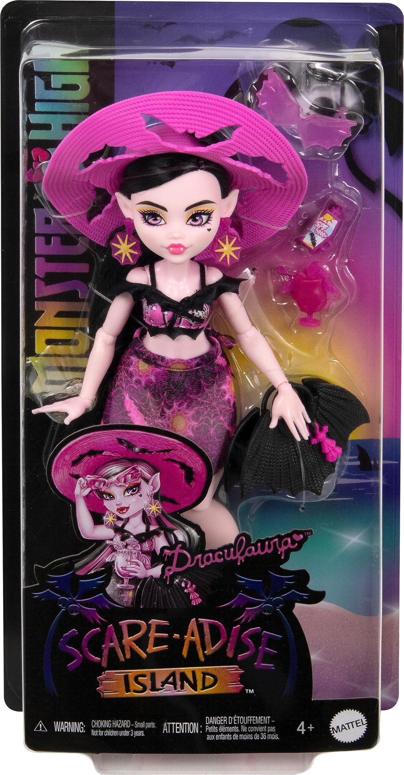 Monster High Draculaura Doll | Scare-adise Island Beach Vacation with Swimwear & Accessories