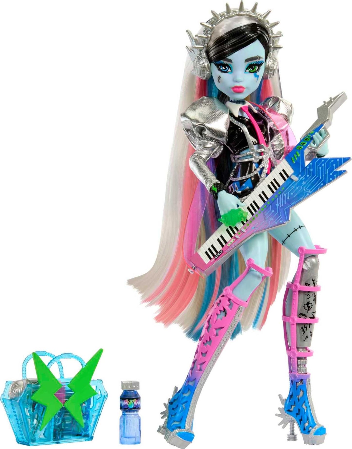 Monster High Amped Up Frankie Stein Rockstar Doll with Keytar & Headphones