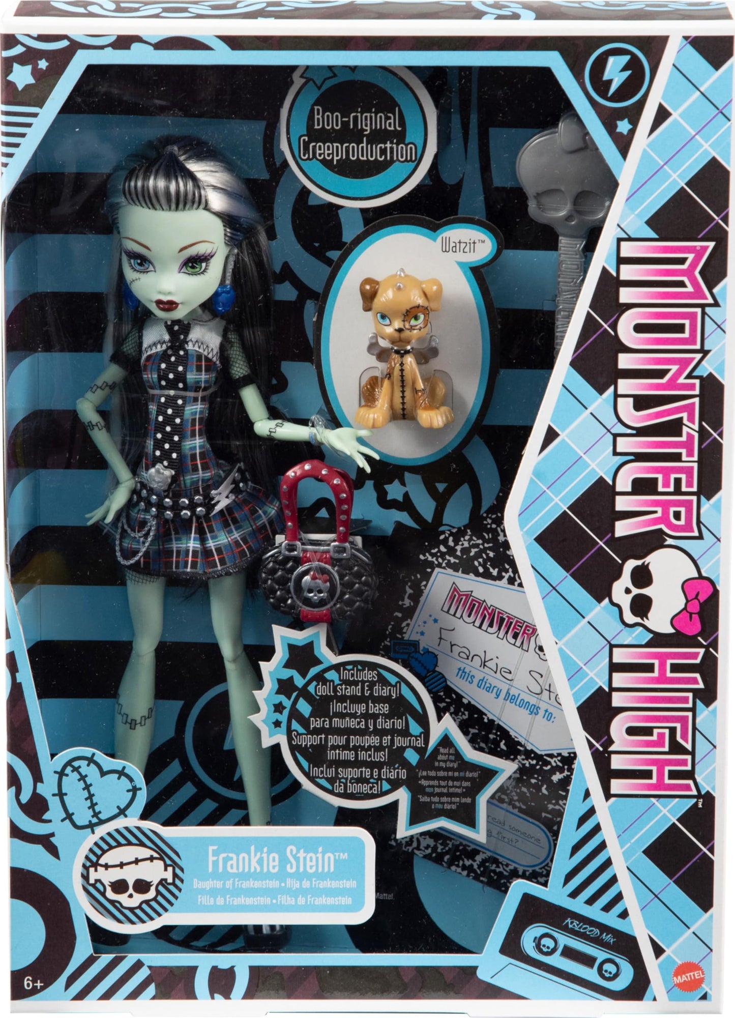 Monster High Frankie Stein Reproduction Doll – 10.5-Inch Collectible with Watzit, Stand & Accessories