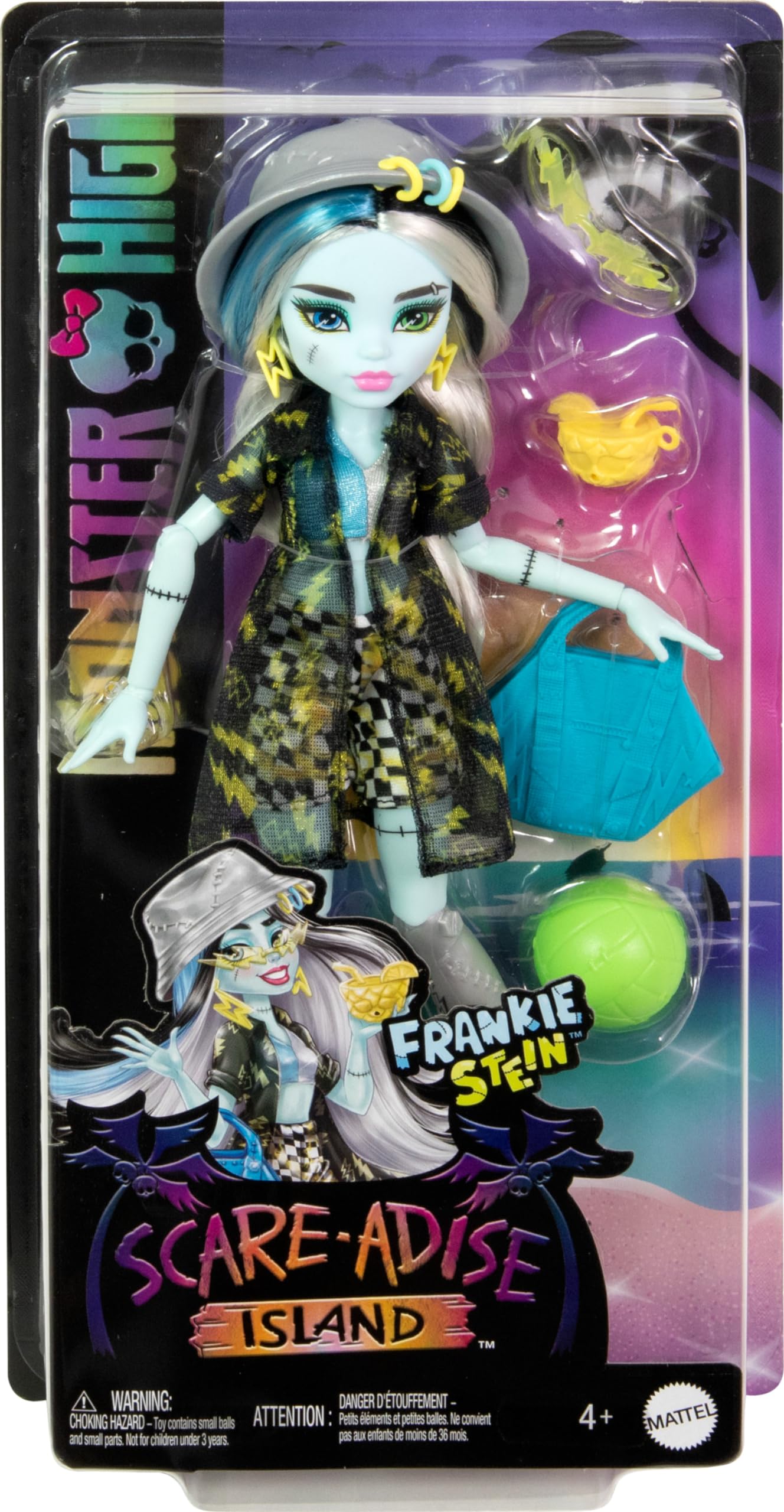 Monster High Scare-adise Island Frankie Stein Doll — Swimsuit, Coverup & Beach Accessories