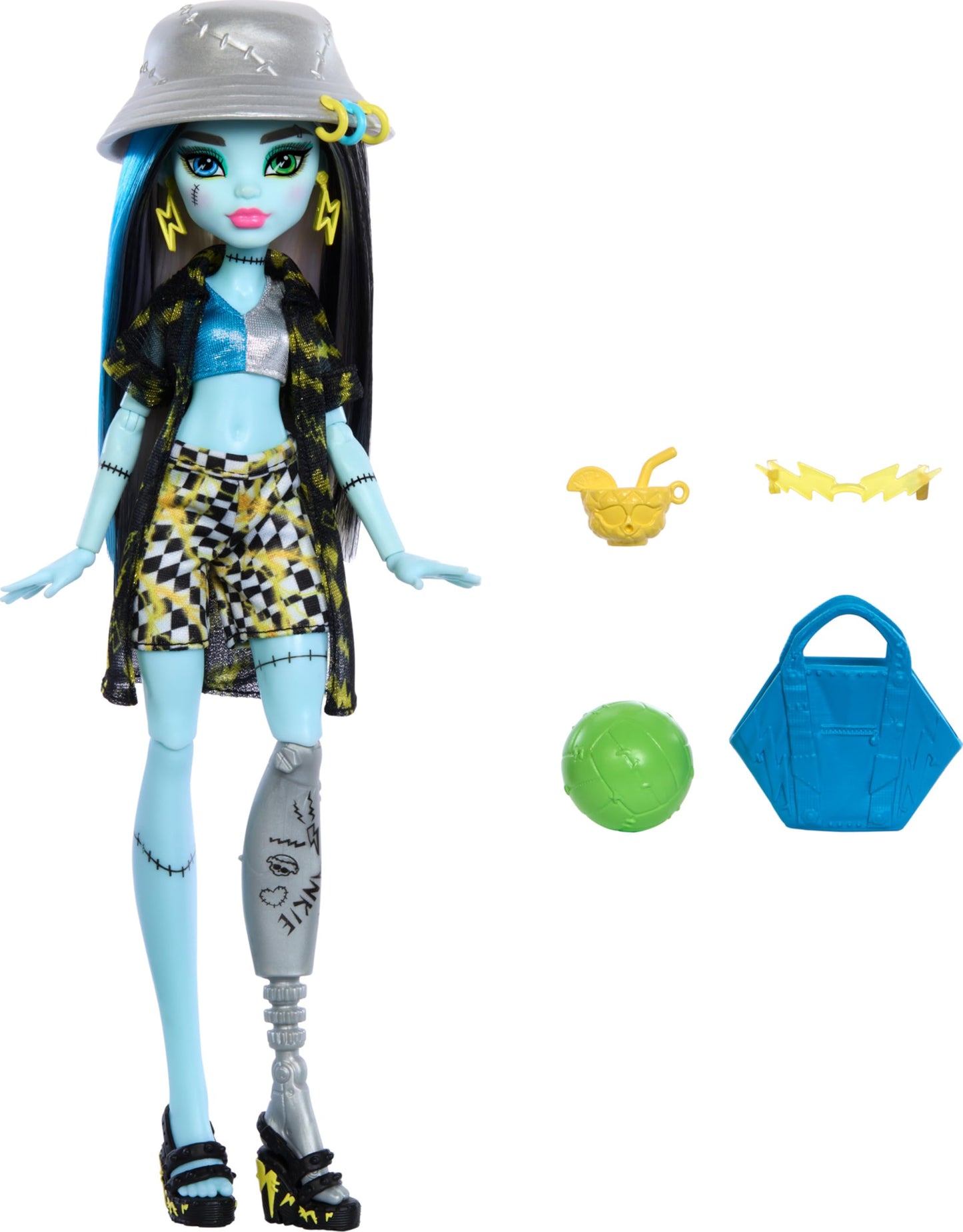 Monster High Scare-adise Island Frankie Stein Doll — Swimsuit, Coverup & Beach Accessories