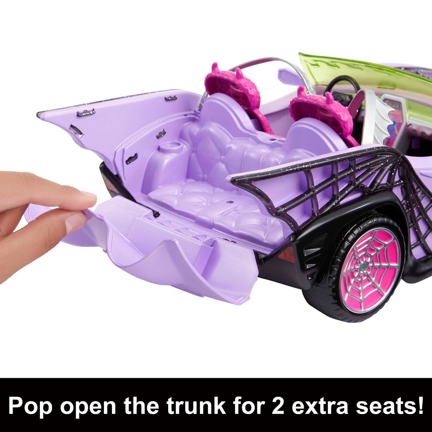 Monster High Ghoul Mobile: Purple Convertible Playset with Pet, Cooler & Four-Doll Seating