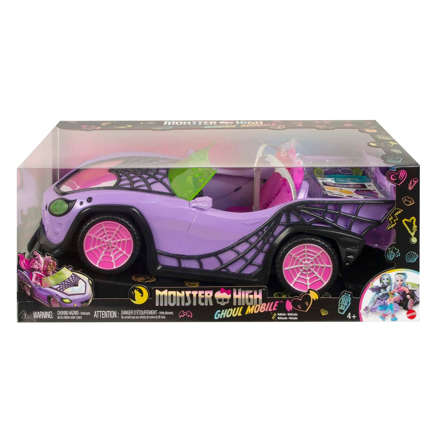 Monster High Ghoul Mobile: Purple Convertible Playset with Pet, Cooler & Four-Doll Seating