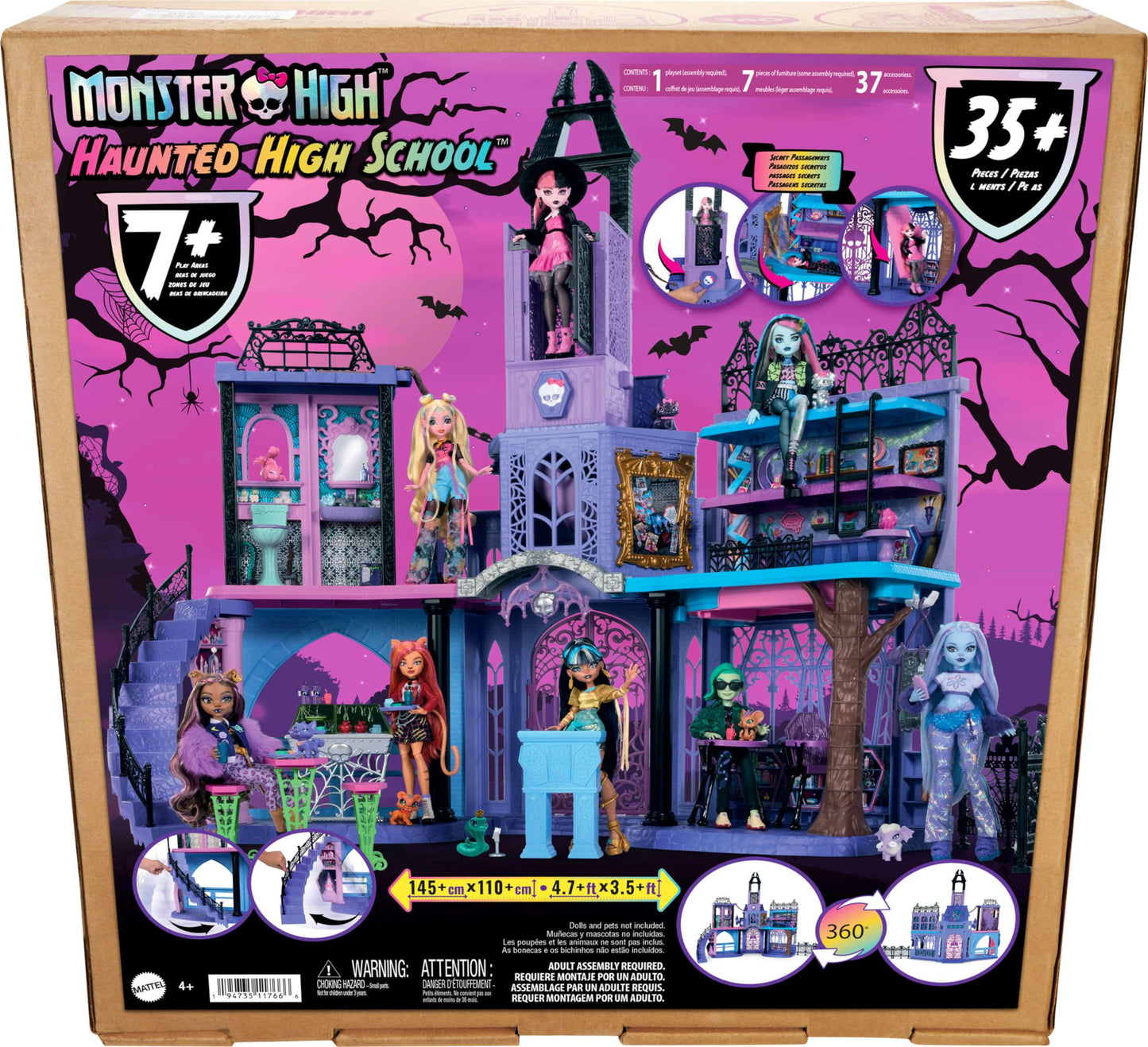 Monster High Haunted High School Playset – 7 Play Areas & 35+ Storytelling Pieces