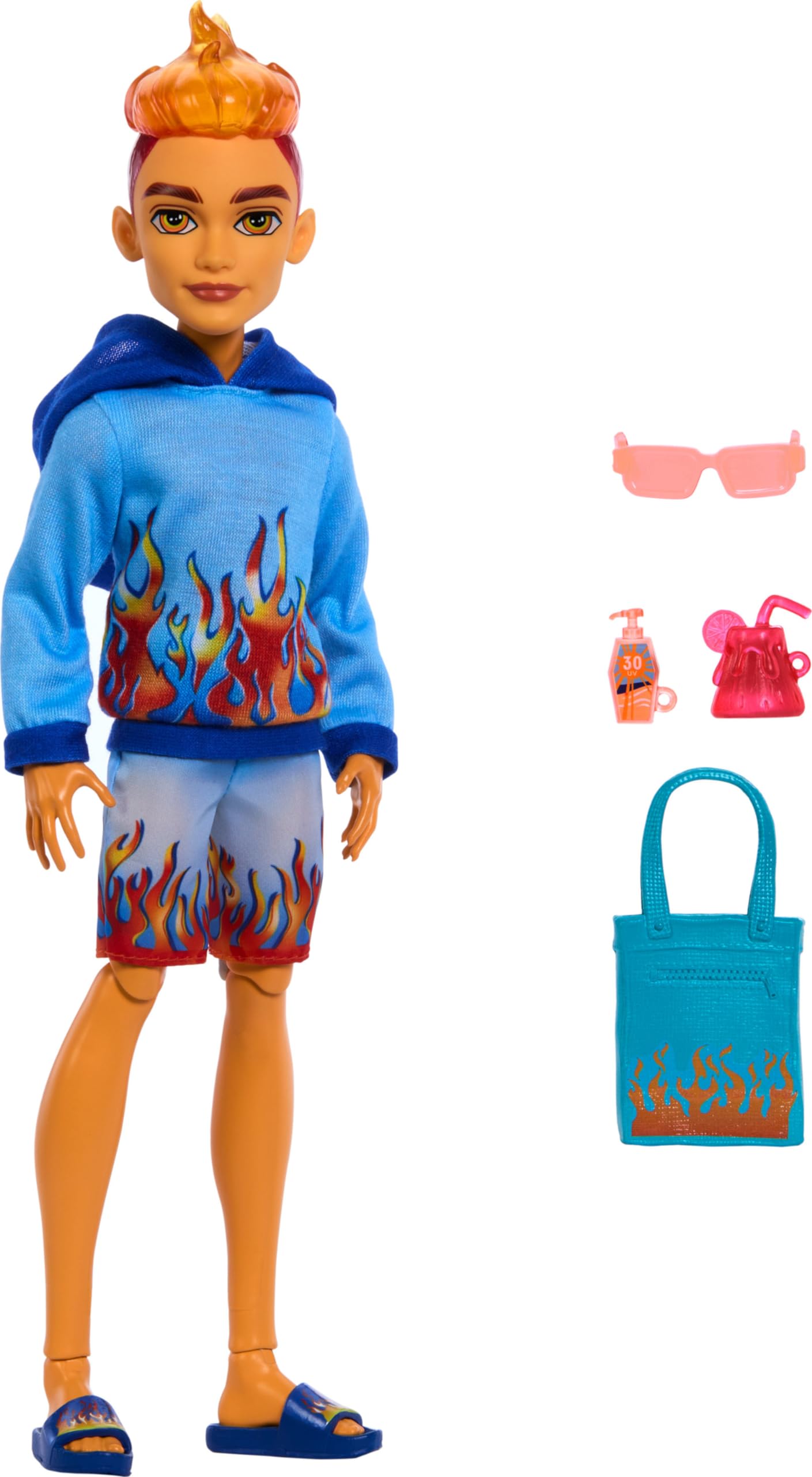 Monster High Heath Burns Doll – Scare-adise Island Beach Gear, Flame Hoodie & Accessories