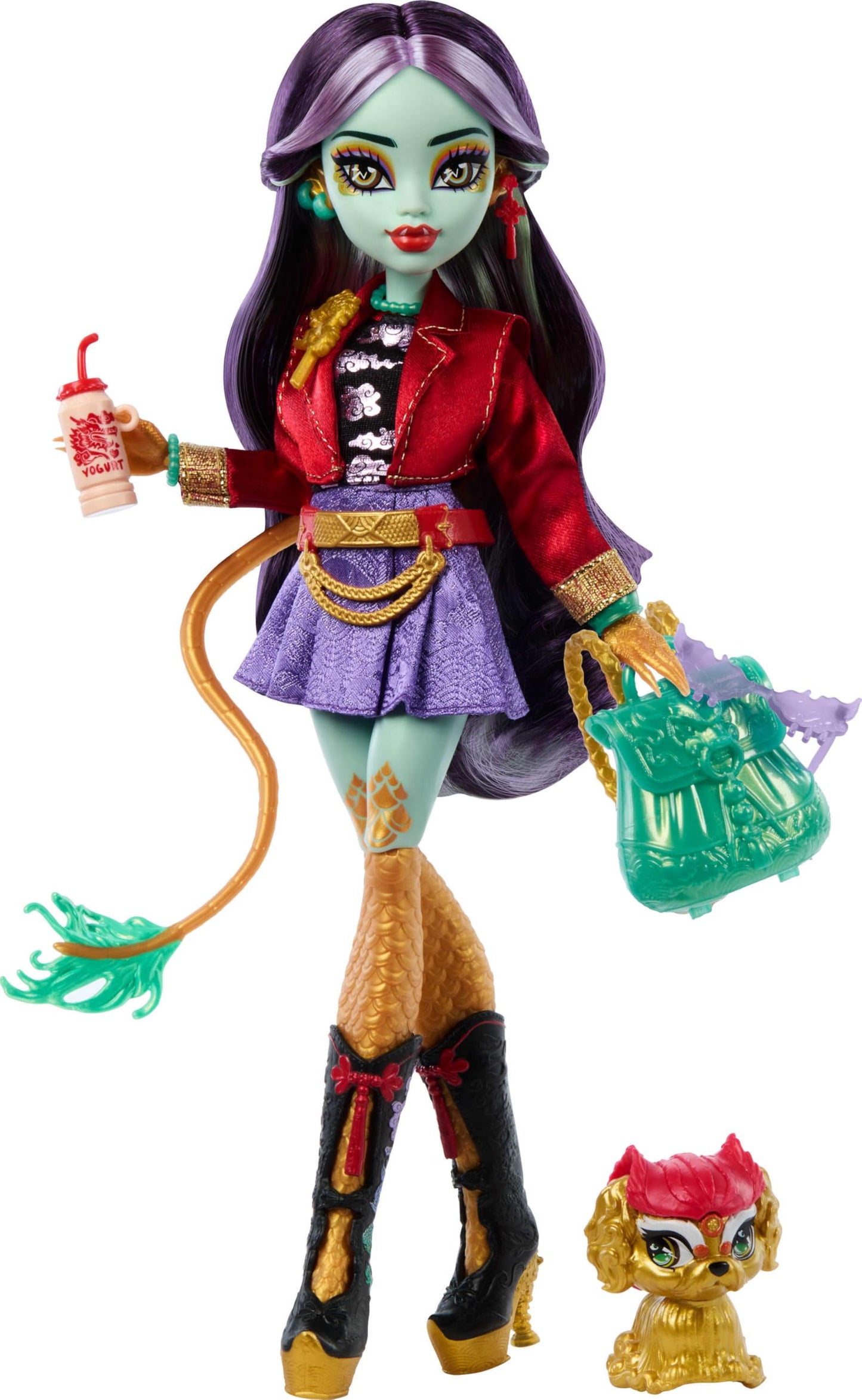 Monster High Jinafire Long Doll with Cloudy Yun Yun & 7 Accessories