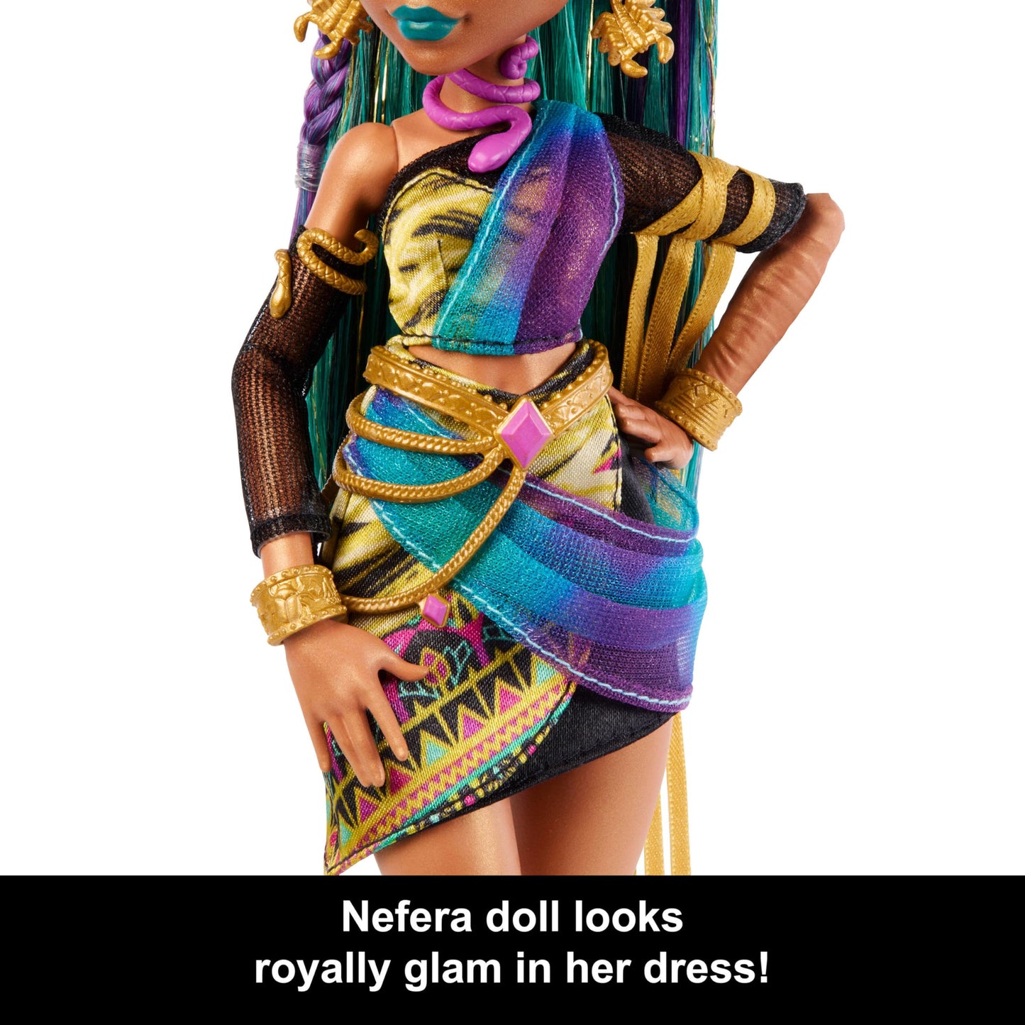 Monster High Nefera De Nile Doll – Royal Mummy with 7 Accessories & Lavish