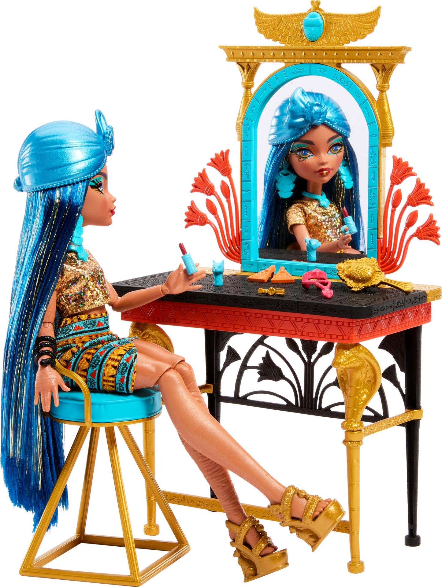 Monster High Self Scare Day Cleo De Nile Doll Play Set | Vanity Table, Accessories & Storytelling