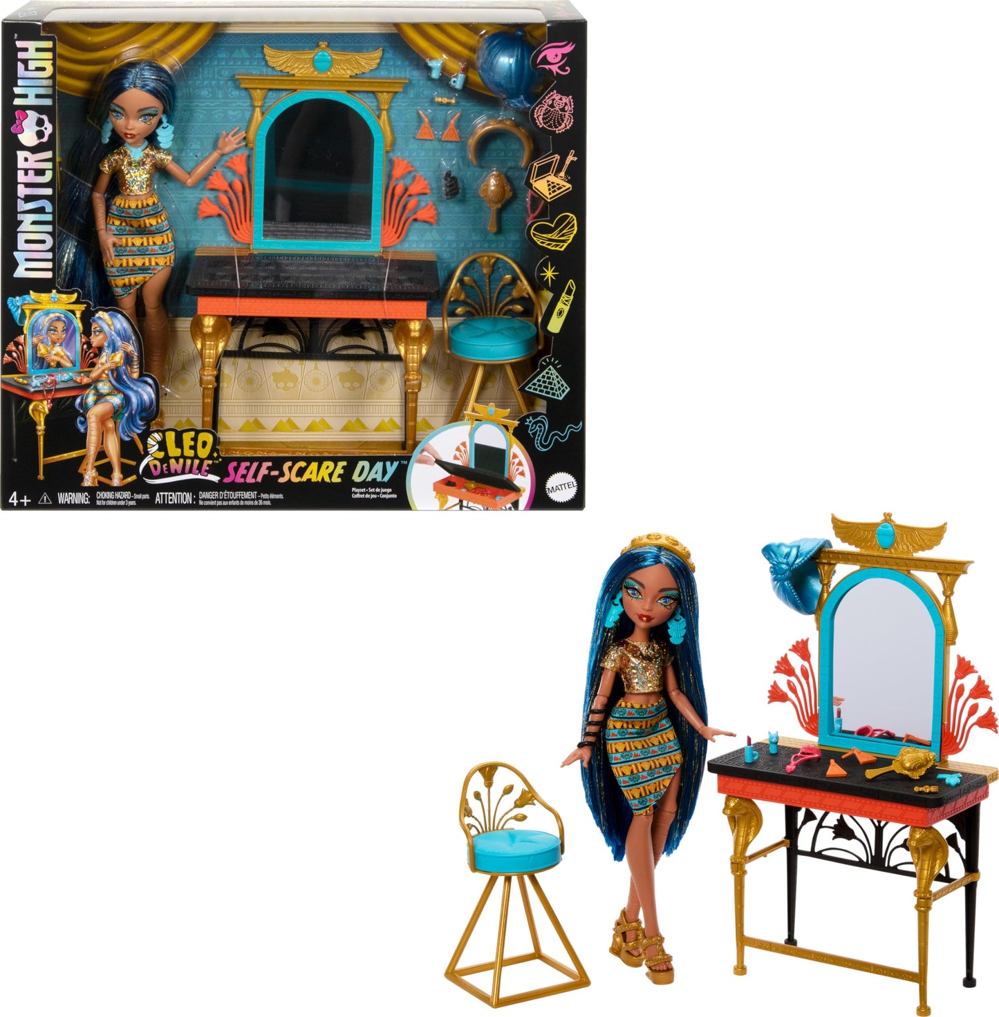 Monster High Self Scare Day Cleo De Nile Doll Play Set | Vanity Table, Accessories & Storytelling