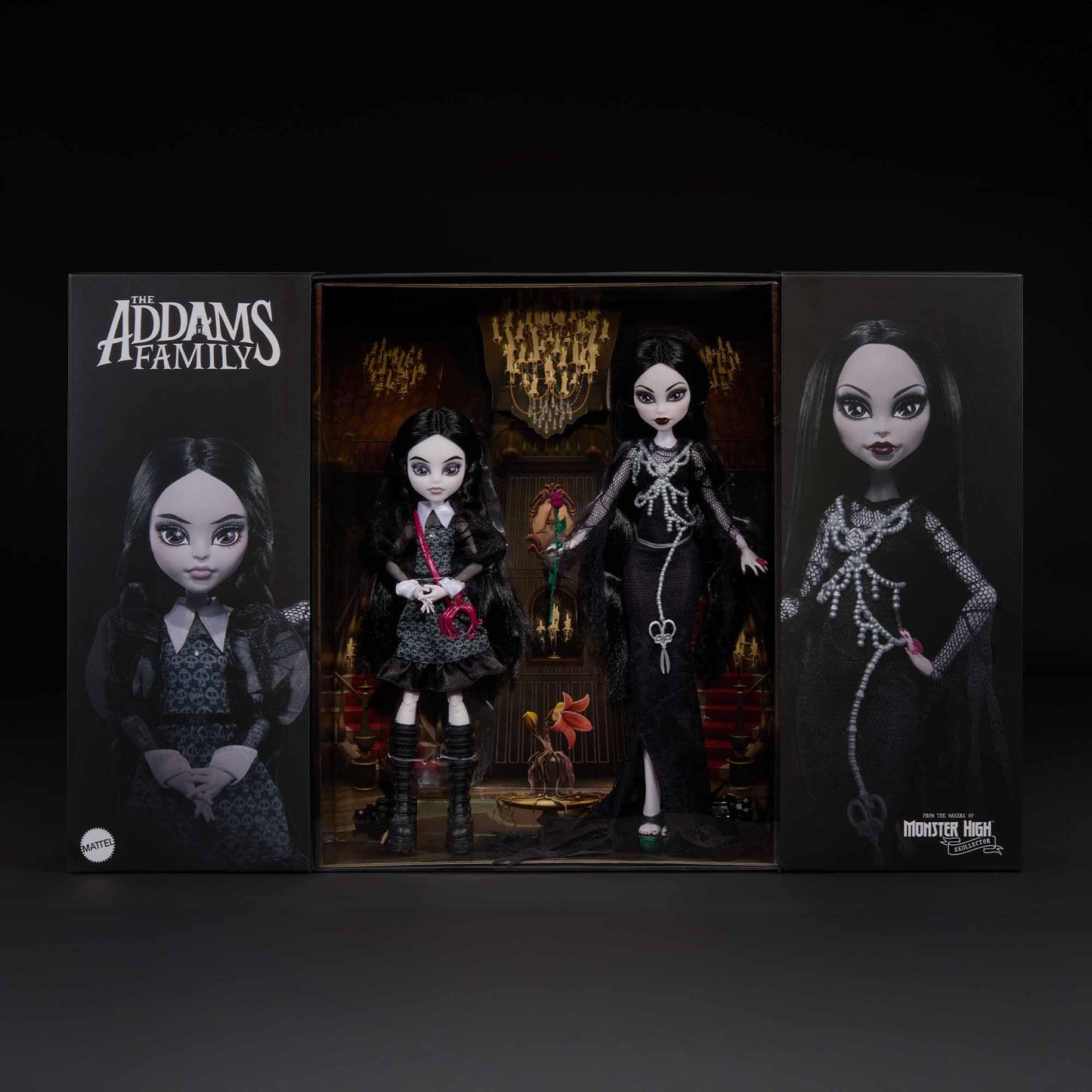 Monster High Skullector Addams Family Morticia & Wednesday Dolls – Fully Articulated with Certificate