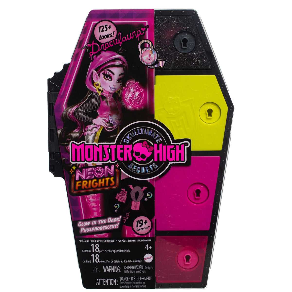 Monster High Skulltimate Secrets Neon Frights: Draculaura with Dress-Up Locker & 19+ Surprises