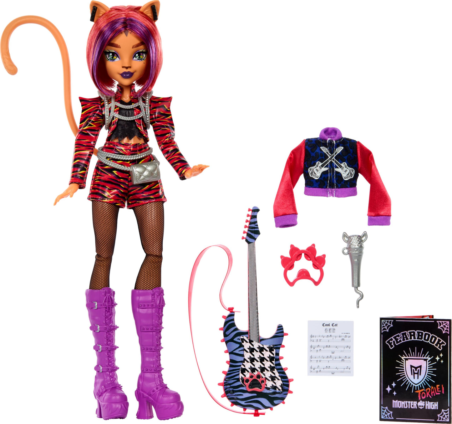 Monster High Toralei Music Club Doll – Varsity Jacket, Yearbook & Performance Accessories