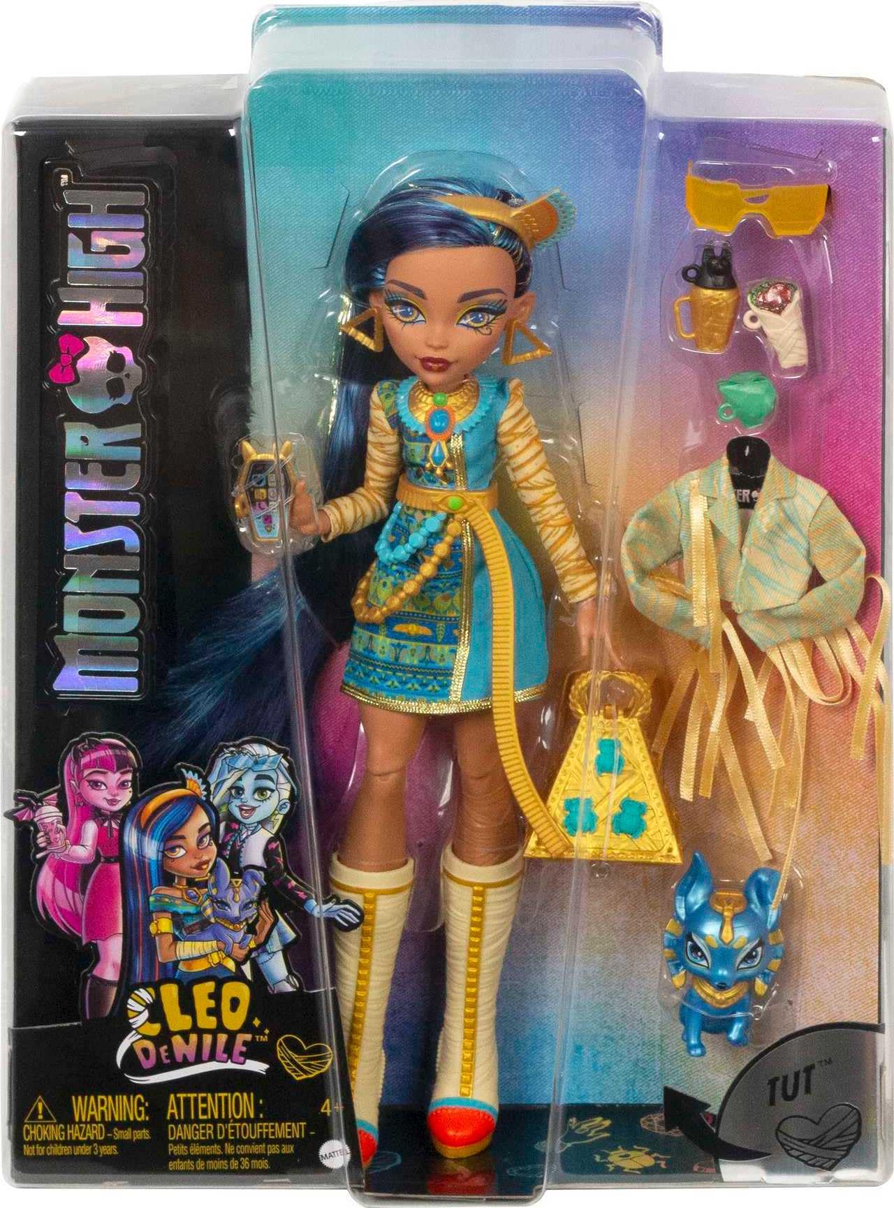 Monster High Cleo De Nile Doll – Blue Streaked Hair, Signature Look, Fashion Accessories & Tut