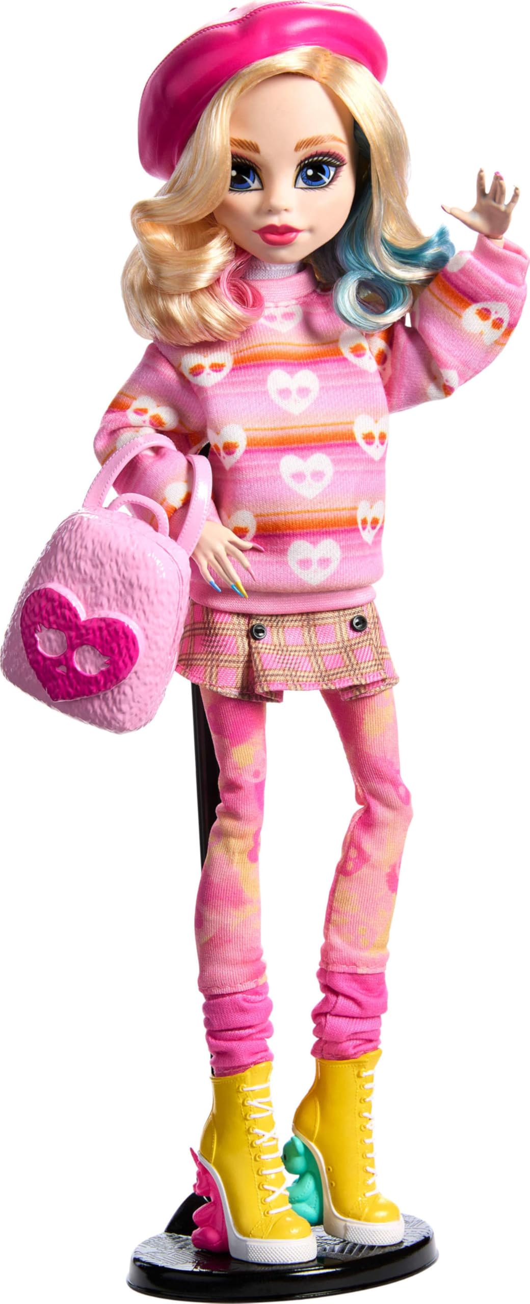 Monster High Wednesday Doll: Enid Sinclair in Pink with Beret and Backpack