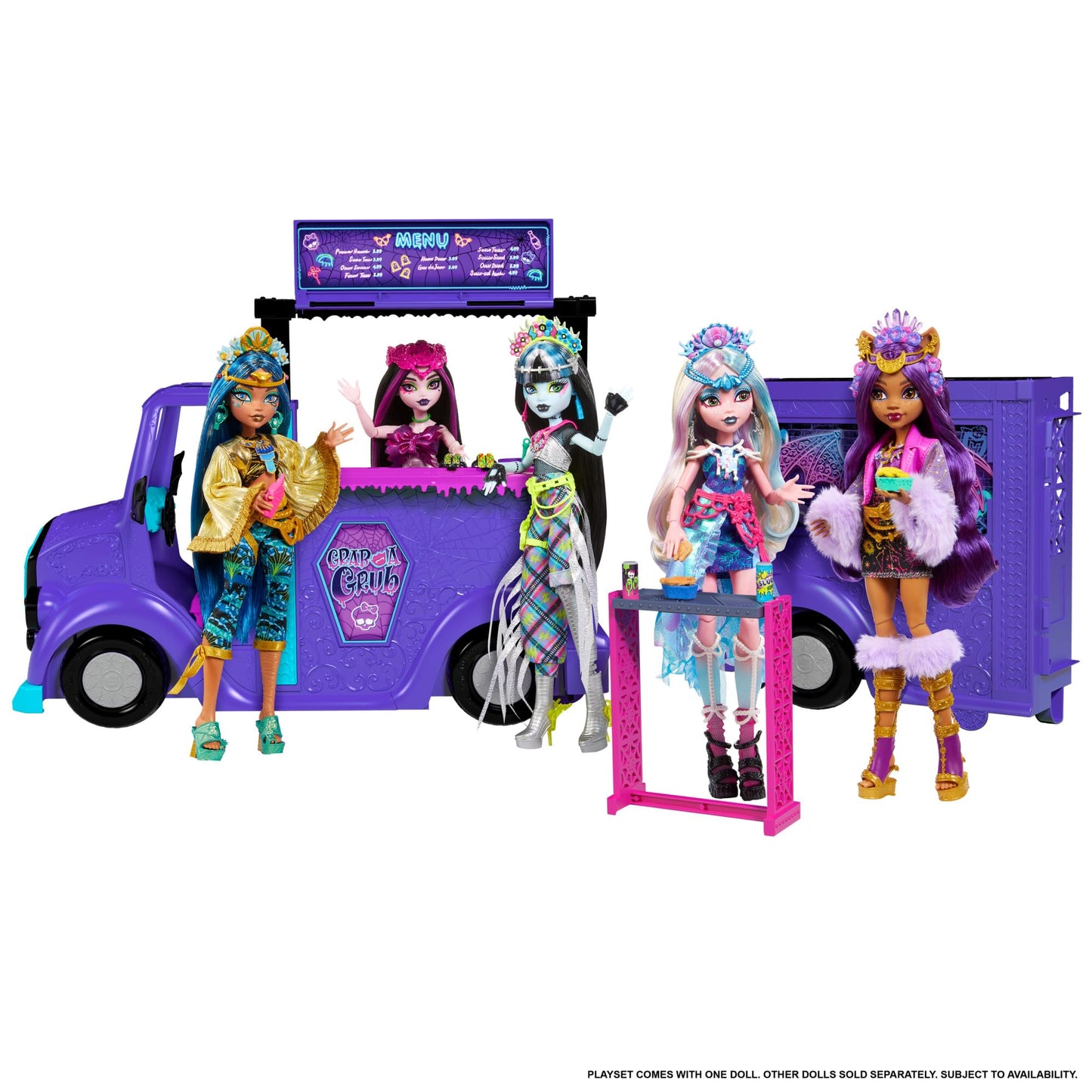 Monster High Draculaura Fangtastic Rockin’ Food Truck Playset | 2-in-1 Stage & 13+ Accessories