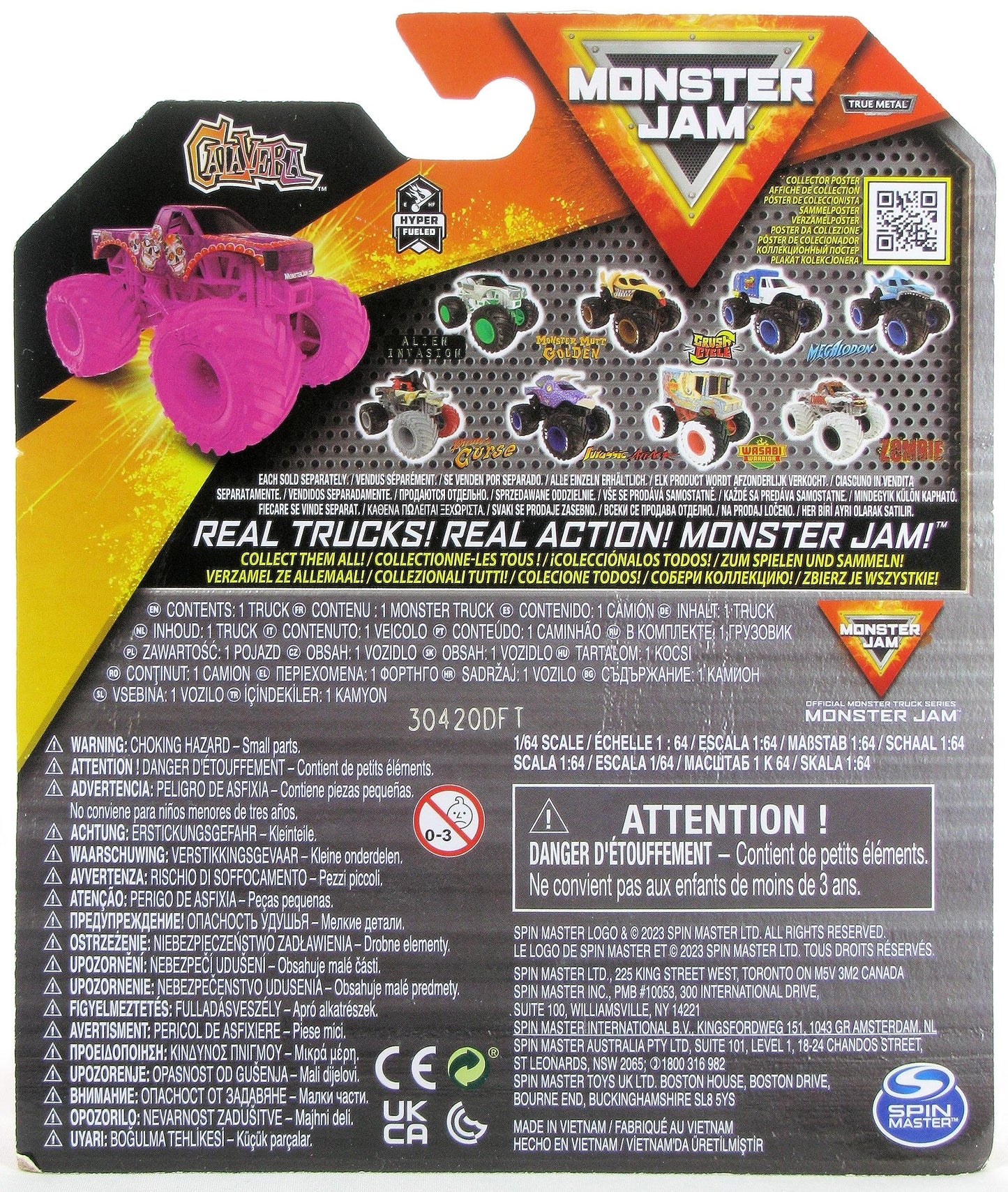 Monster Jam 2023 Spin Master 1:64 Diecast Truck – Hyper Fueled Calavera (Series 31)