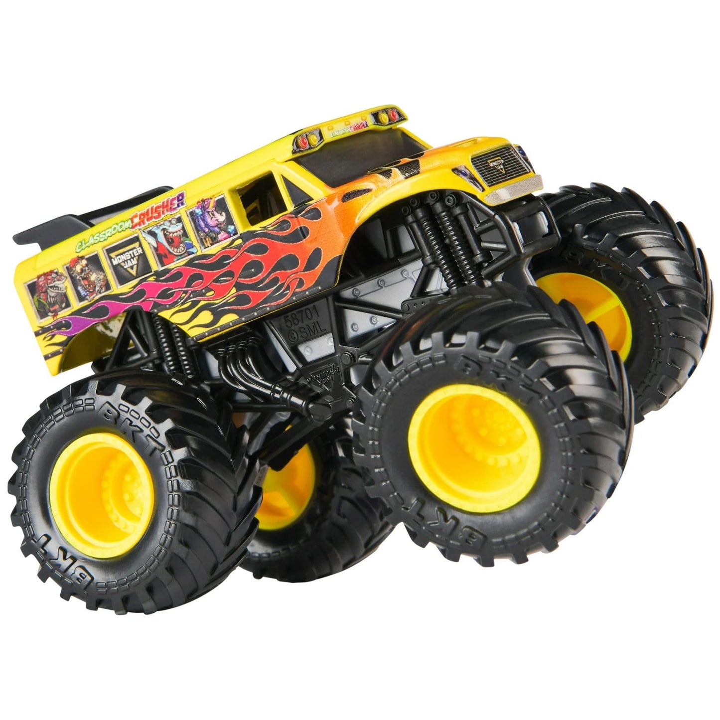 Monster Jam 2025 Official 1:64 Diecast – 44 Trucks On Duty Classroom Crusher School Bus