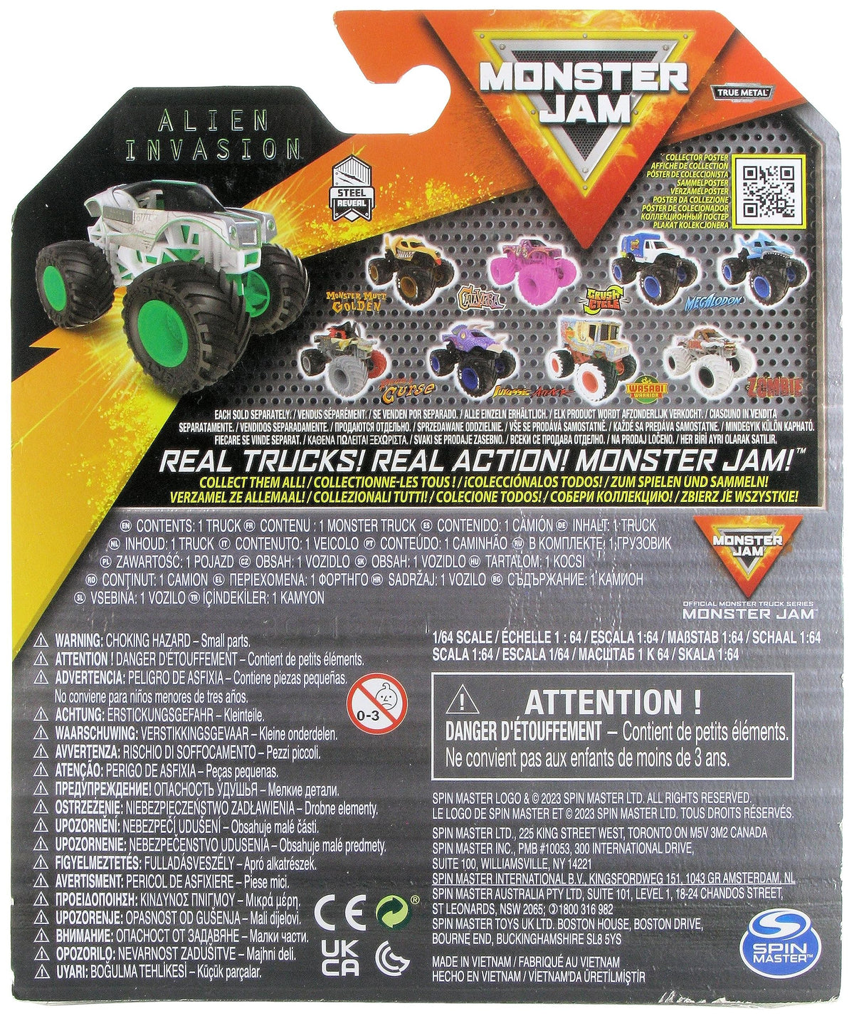 Monster Jam 2023 Spin Master 1:64 Diecast Truck Series 31 – Alien Invasion (Steel Reveal)