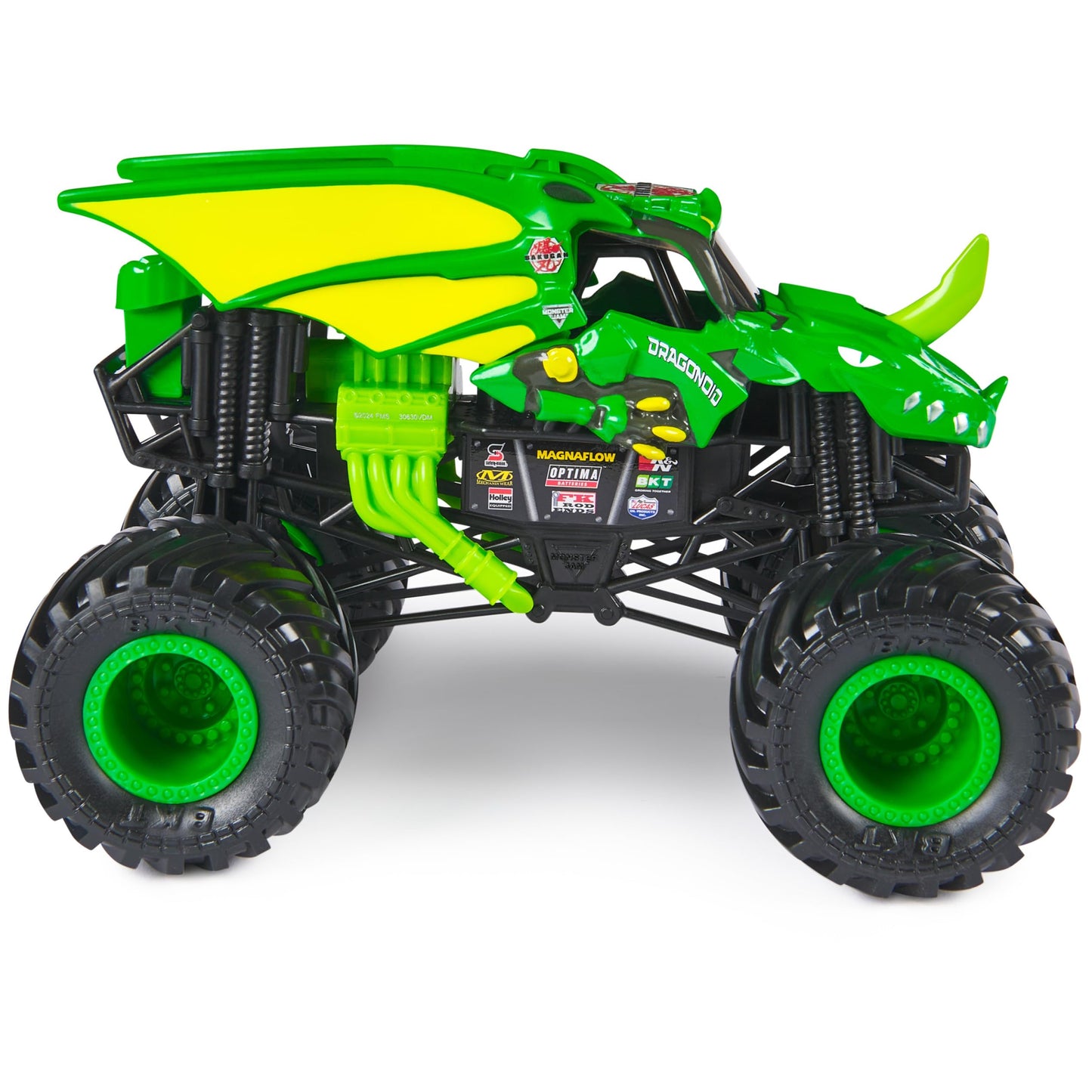 Monster Jam Bakugan Dragonoid Green Monster Truck – 1:24 Die-Cast with Chrome Rims & BKT Tires
