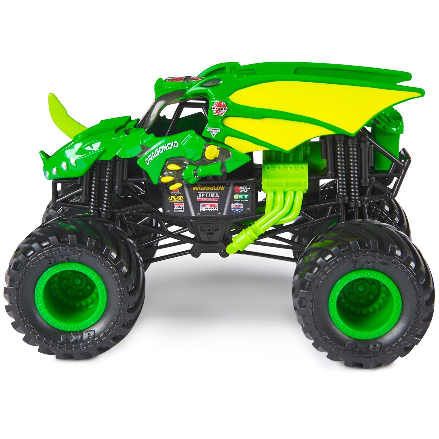Monster Jam Bakugan Dragonoid Green Monster Truck – 1:24 Die-Cast with Chrome Rims & BKT Tires