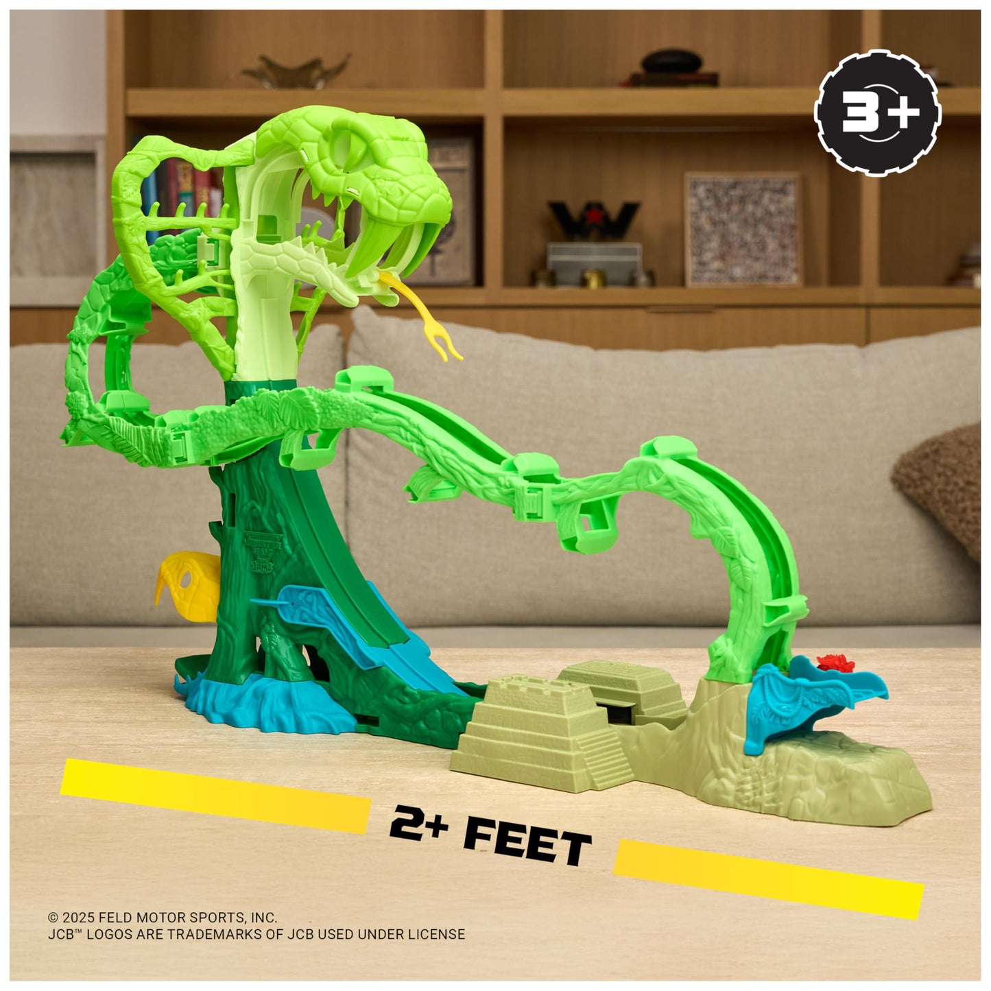 Monster Jam Cobra's Crazy Escape 28-inch Motorized Playset with 2 Exclusive Mini Jams