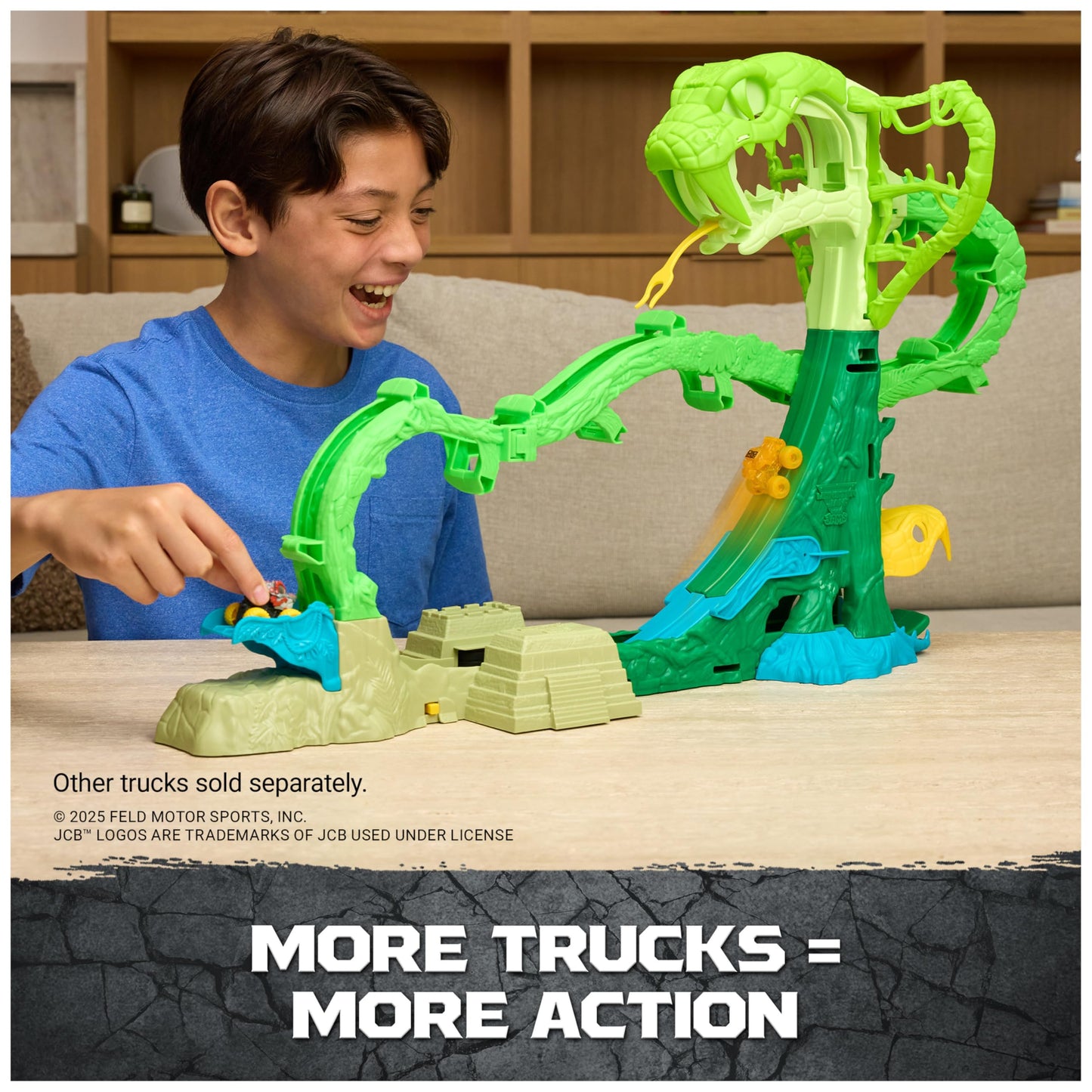 Monster Jam Cobra's Crazy Escape 28-inch Motorized Playset with 2 Exclusive Mini Jams