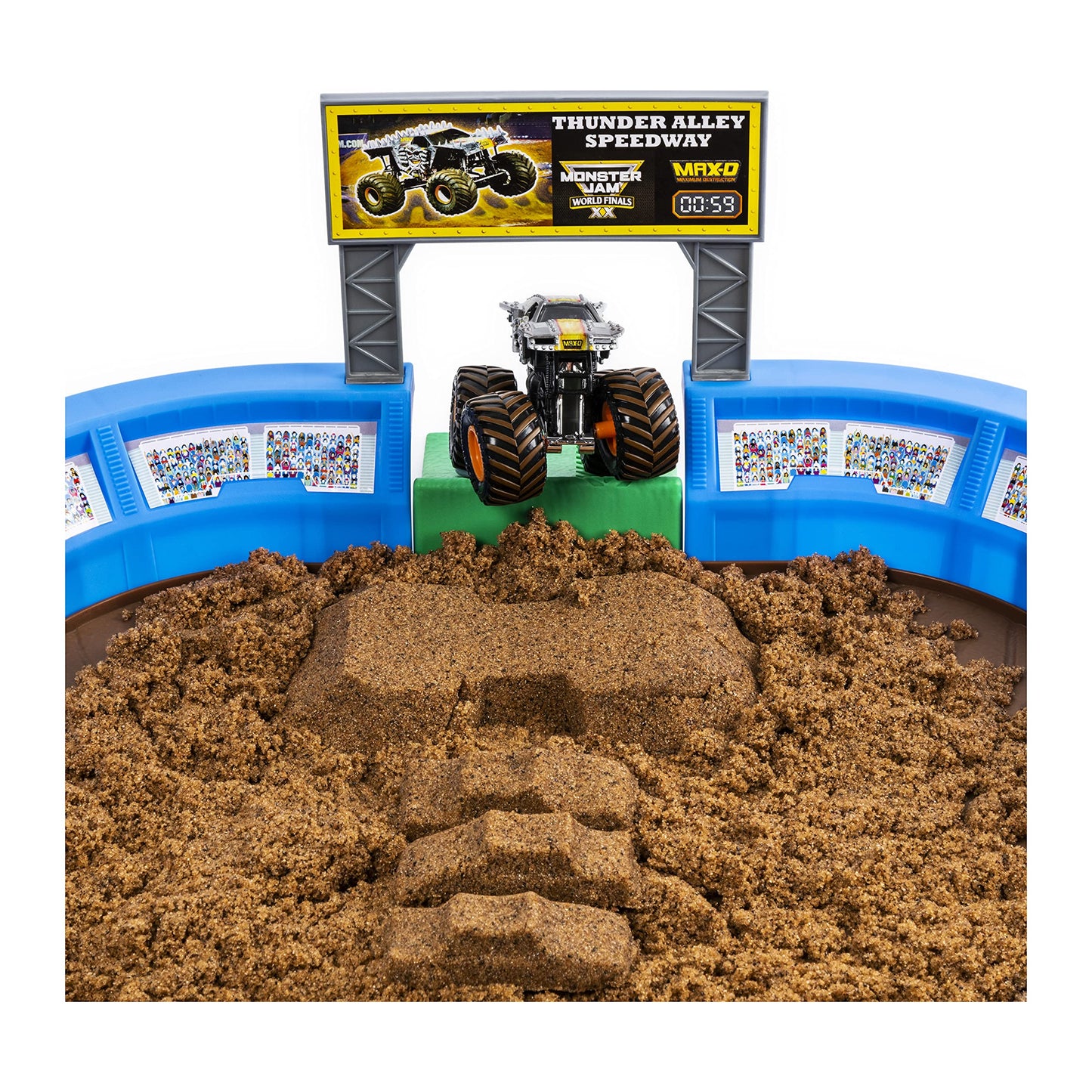 Monster Jam Monster Dirt Arena Playset – 24-Inch Arena, 2 lbs Monster Dirt, Exclusive 1:64 Max-D Truck