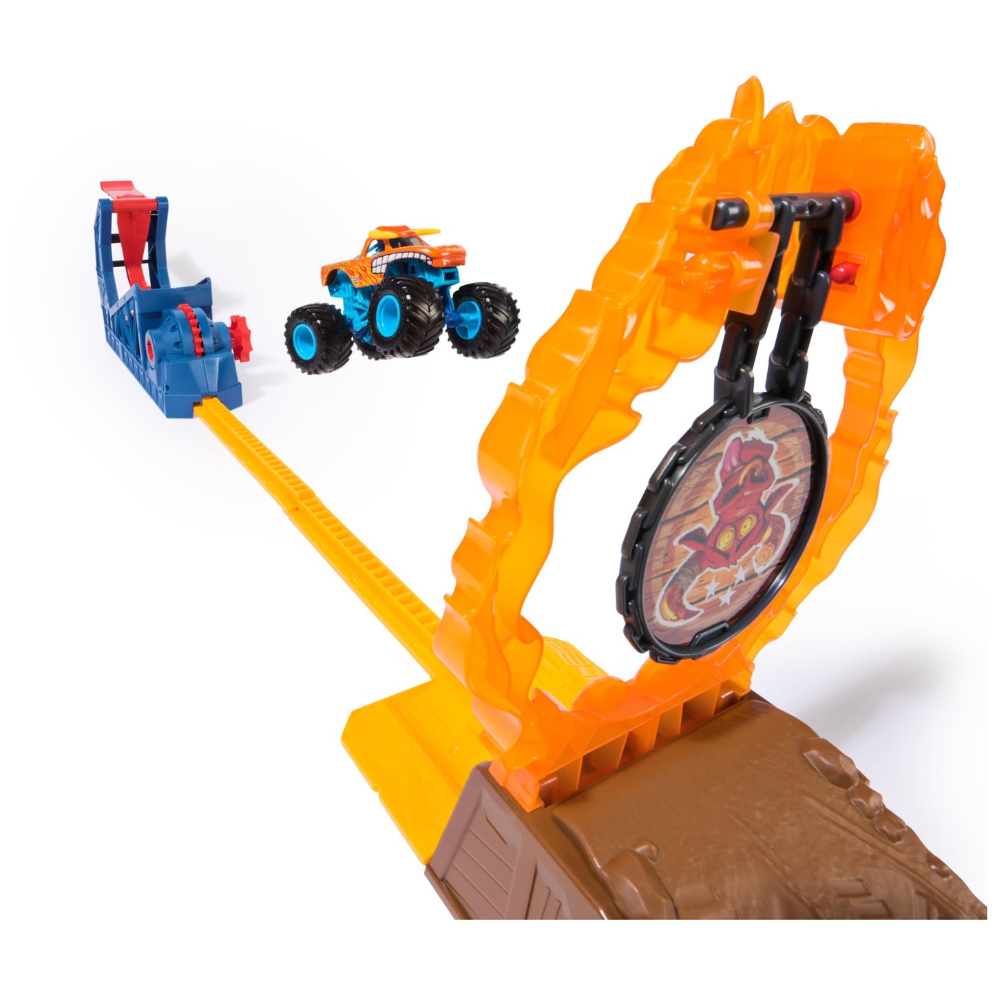 Monster Jam El Toro Loco Long Jump Playset – Exclusive Die-Cast Truck & Flaming Ring | Spin Master