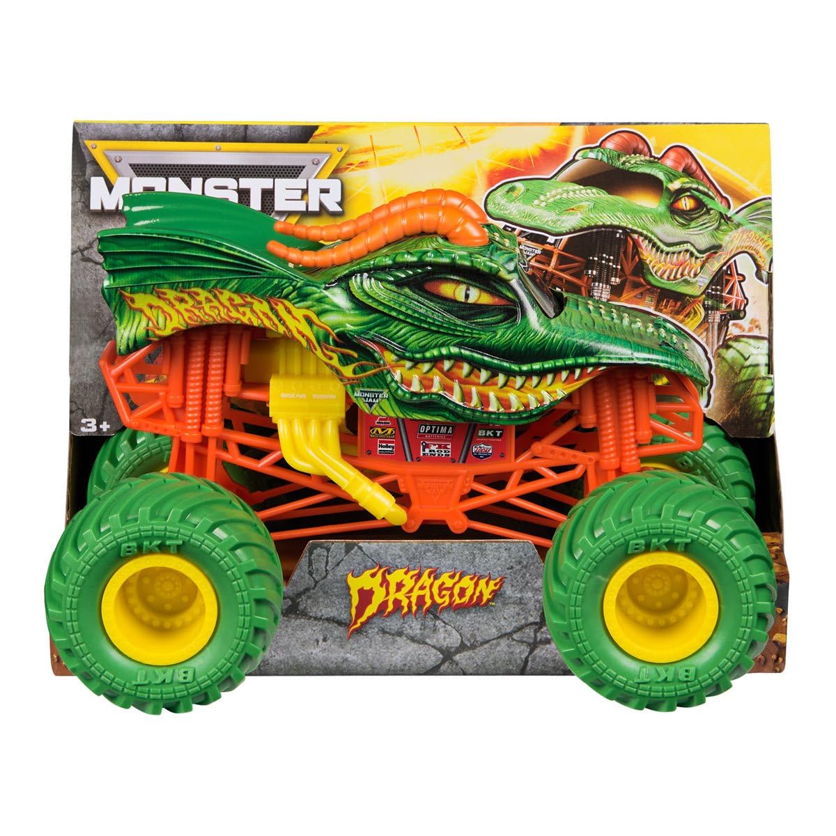 Monster Jam Dragon 1:24 Die-Cast Monster Truck – Authentic Graphics & BKT Tires