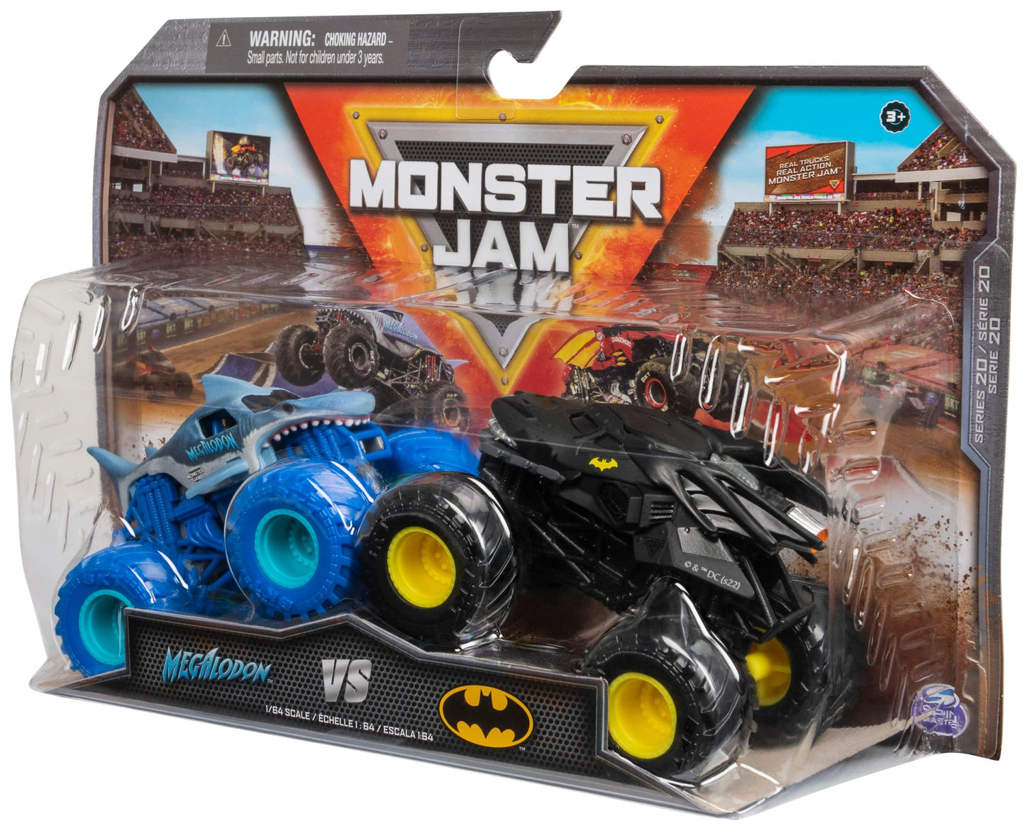 Monster Jam Official Batman Vs Megalodon 1:64 Die-Cast Trucks 2-Pack – Kids Toys 3+