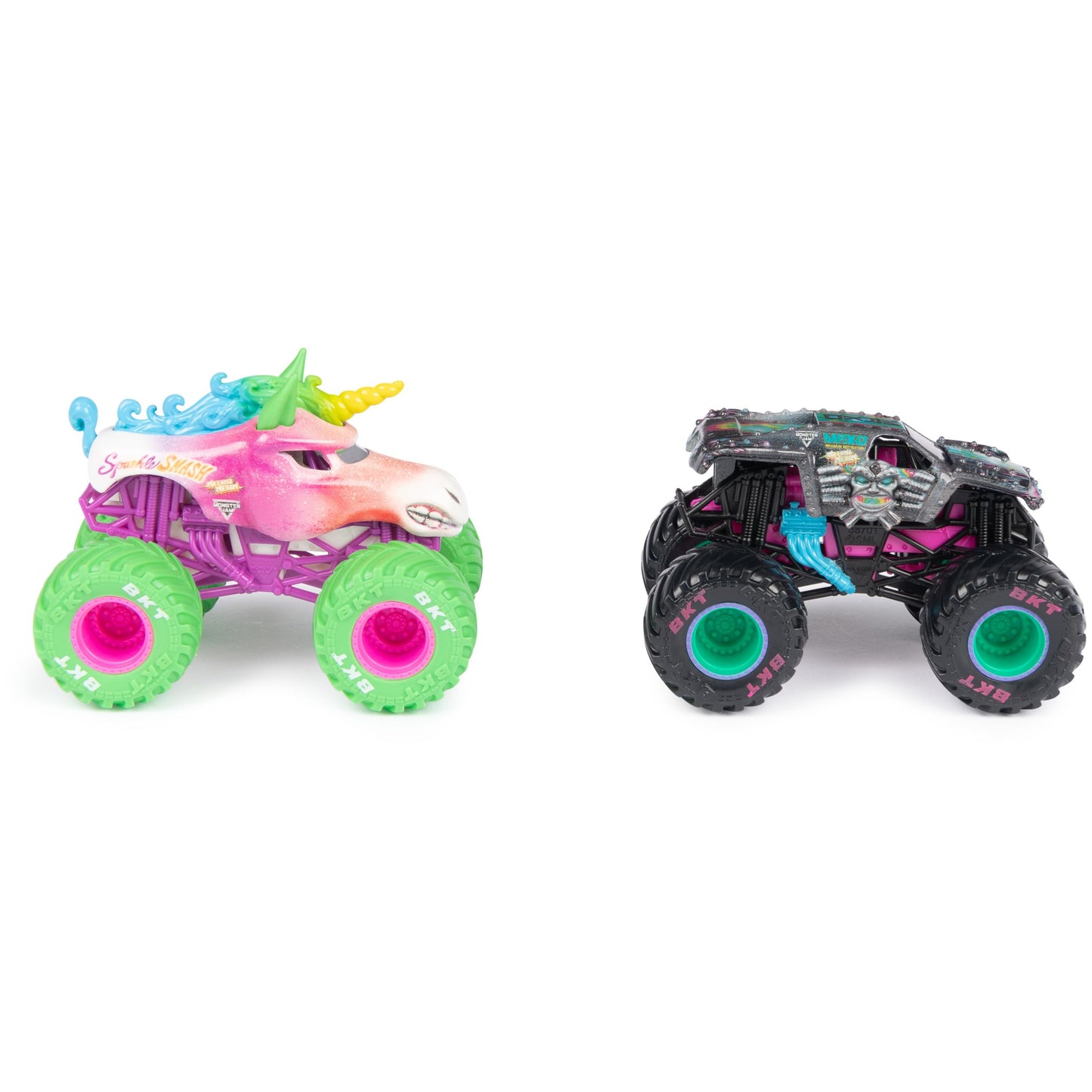 Monster Jam Nitro Neon 1:64 Two-Pack: Sparkle Smash vs Max-D – Official Die-Cast Trucks