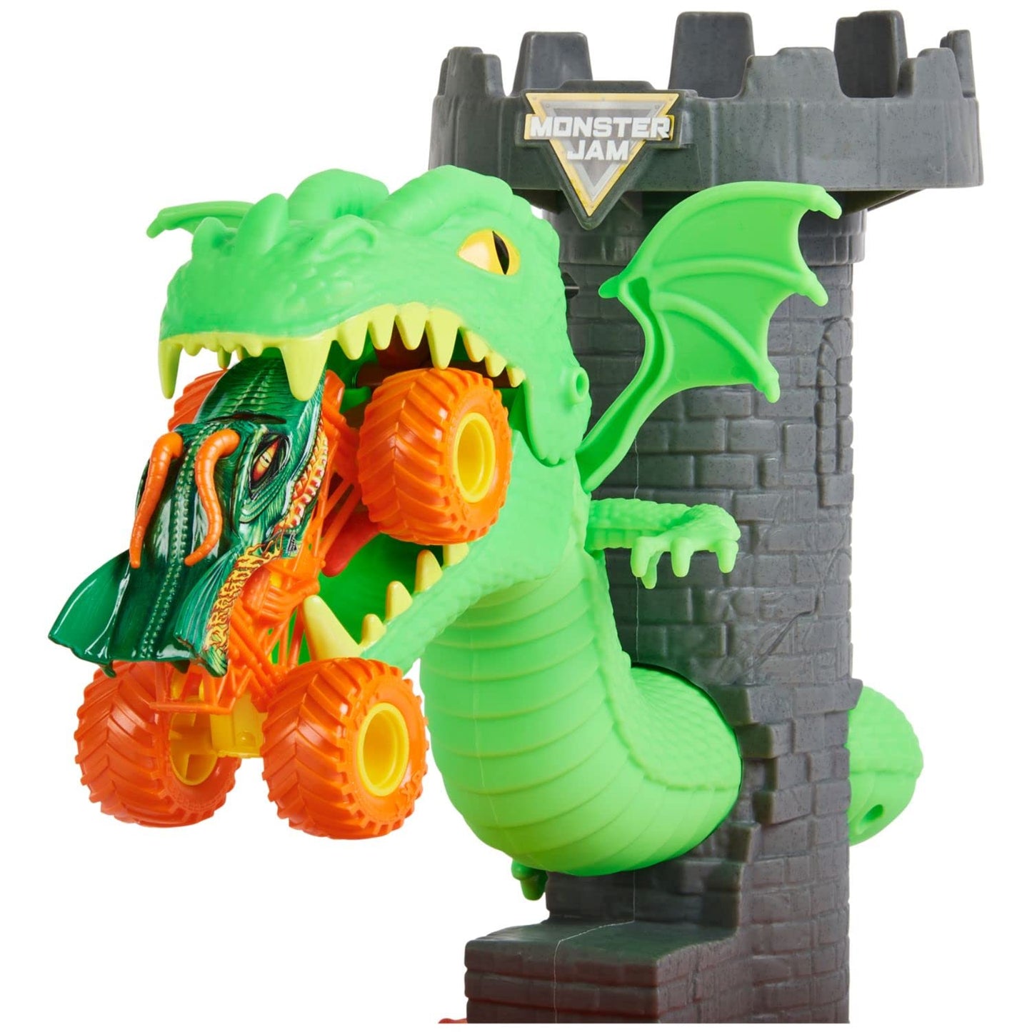 Monster Jam Dueling Dragon Playset with Exclusive 1:64 Dragon Truck – Ages 3+