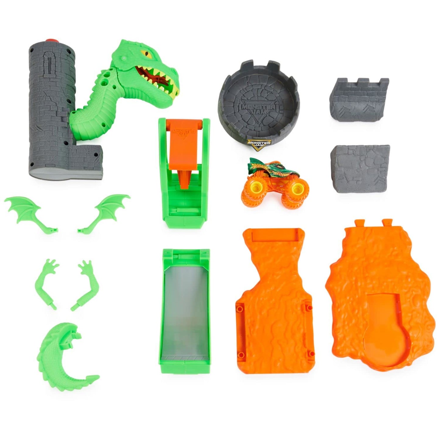 Monster Jam Dueling Dragon Playset with Exclusive 1:64 Dragon Truck – Ages 3+