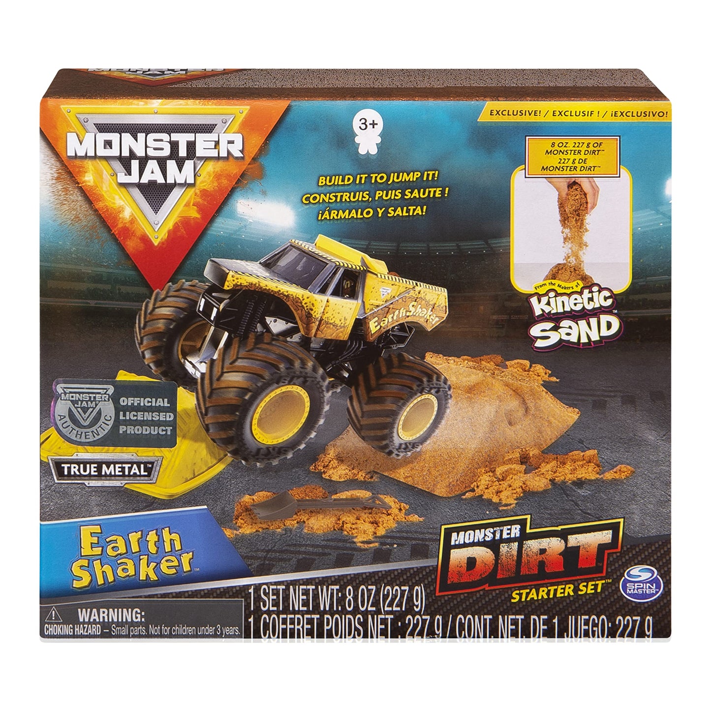 Monster Jam Earth Shaker Monster Dirt Starter Set – 1:64 Die-Cast Truck & 8oz Dirt