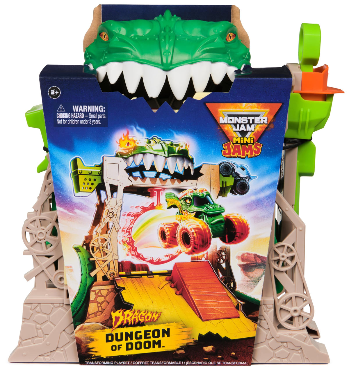 Monster Jam Dragon Dungeon of Doom Playset – Exclusive 1:87 Scale Dragon Truck | Mini Jams