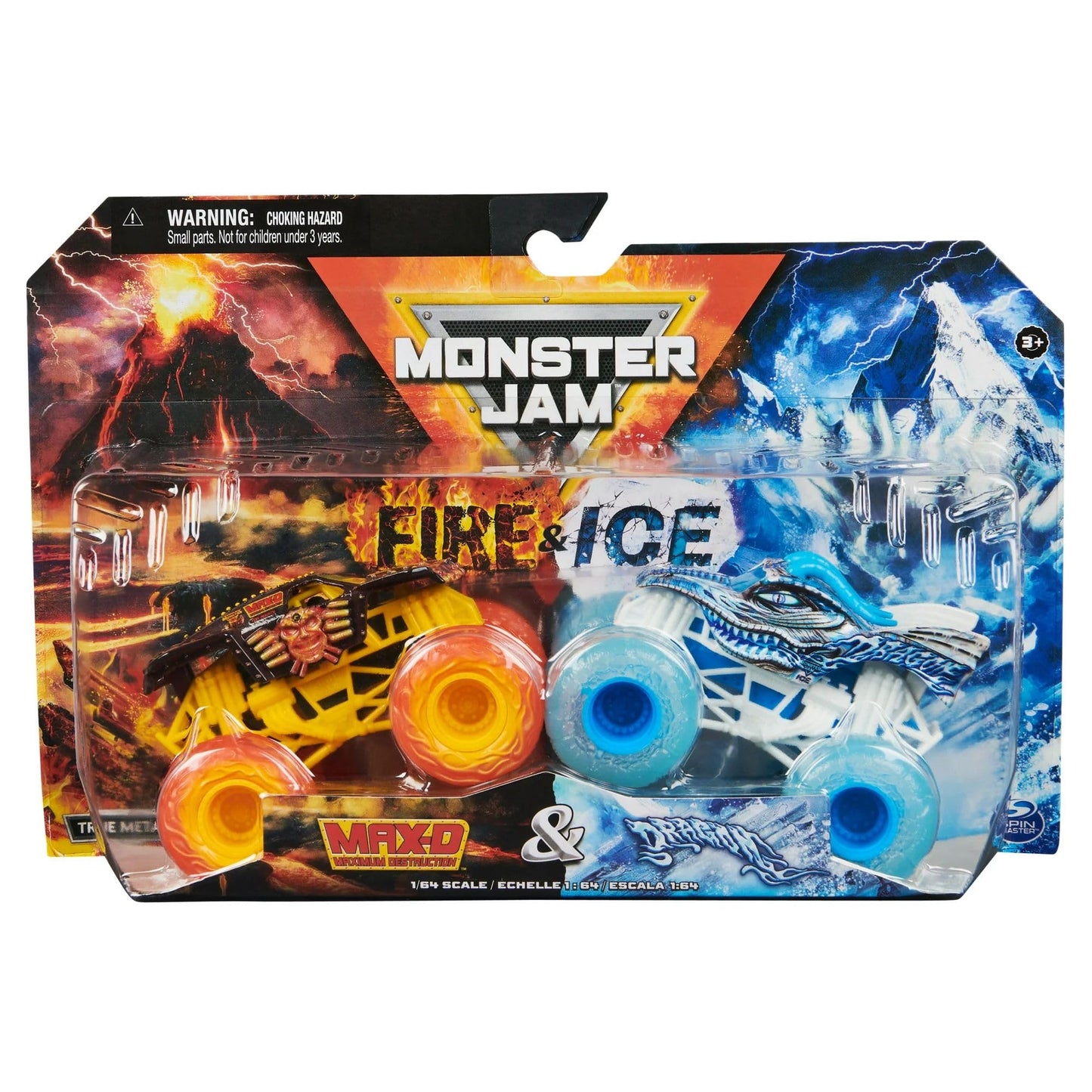 Monster Jam Walmart Exclusive Fire & Ice Grave Digger & El Toro Loco Truck Set