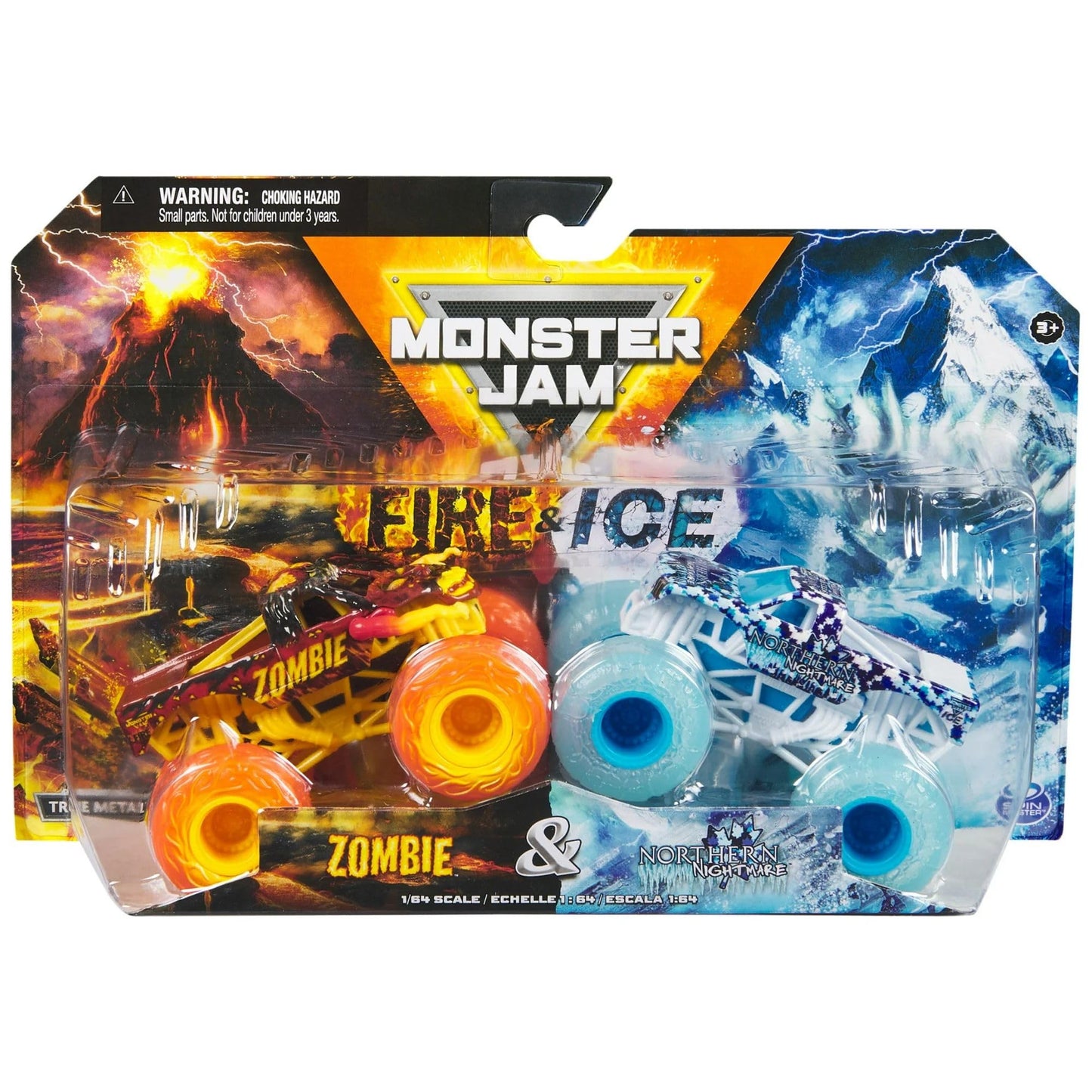 Monster Jam Fire and Ice 1:64 Die-Cast 2-Pack - Zombie vs Northern Nightmare + Son-Uva Digger vs Earth Shaker