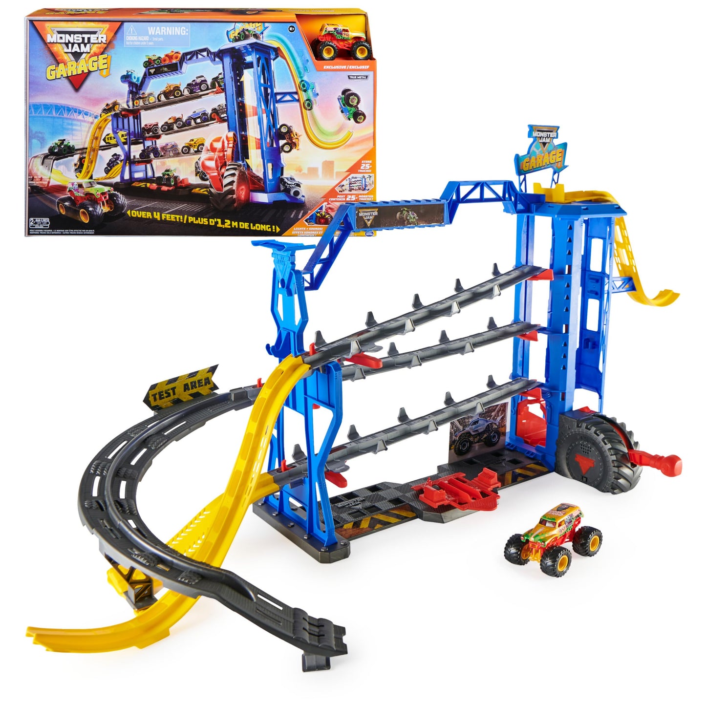 Monster Jam Garage Playset with Lights & Exclusive Grave Digger Truck