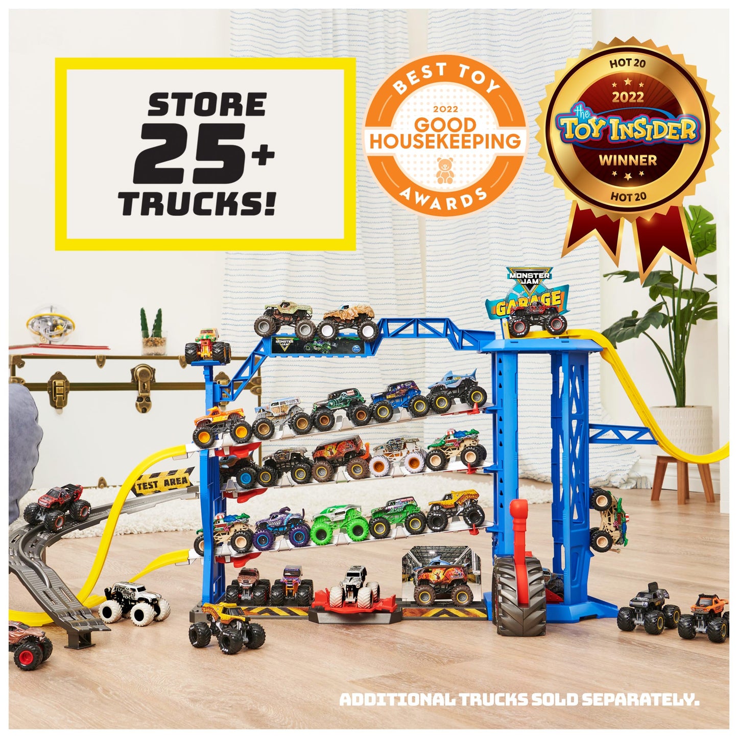 Monster Jam Garage Playset with Lights & Exclusive Grave Digger Truck