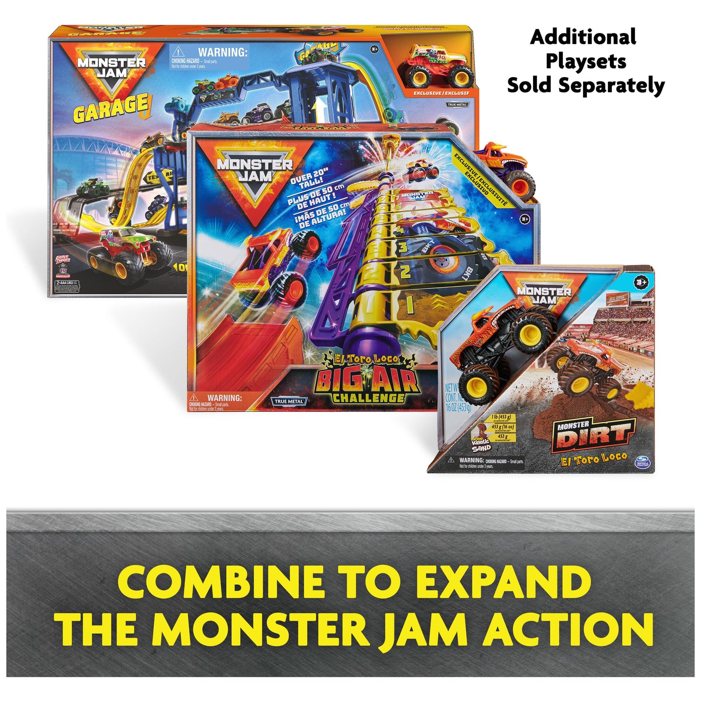 Monster Jam Garage Playset with Lights & Exclusive Grave Digger Truck