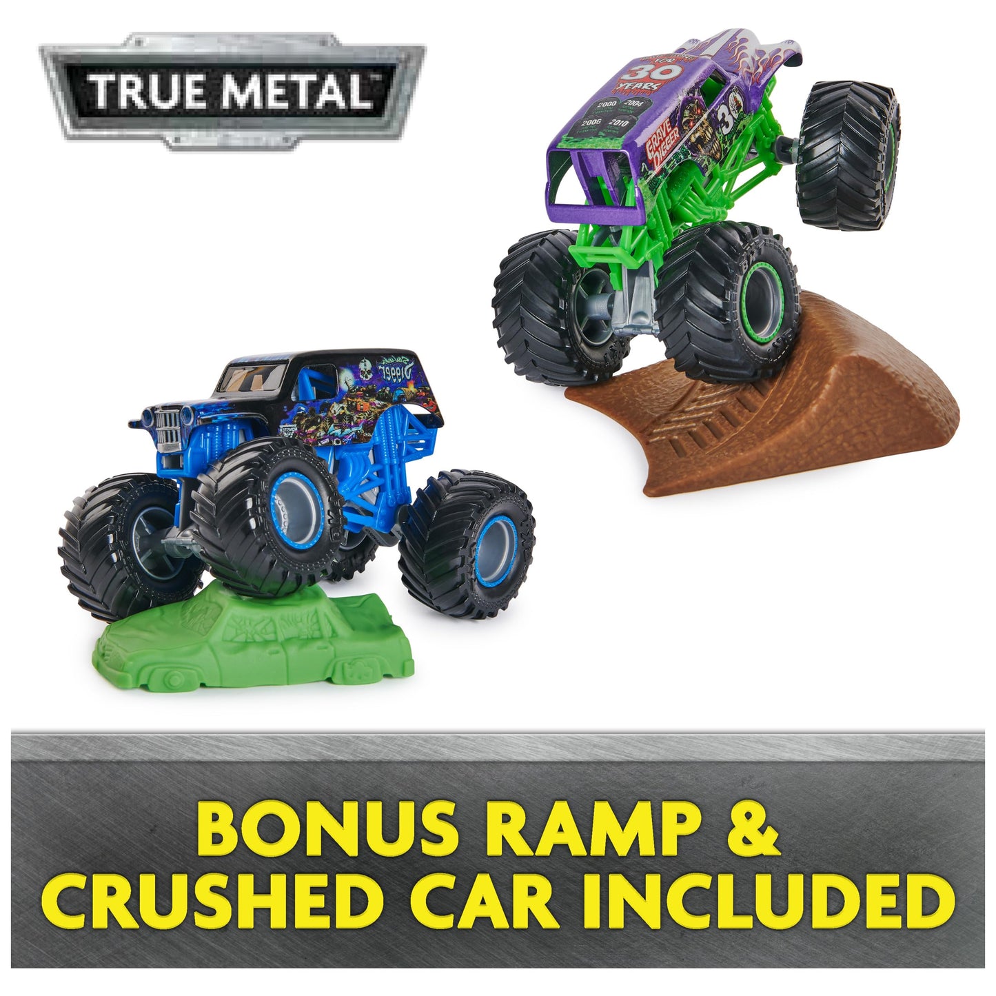Monster Jam Grave Digger 40th Anniversary 8-Pack Monster Trucks – 1:64 Scale with Bonus Accessories