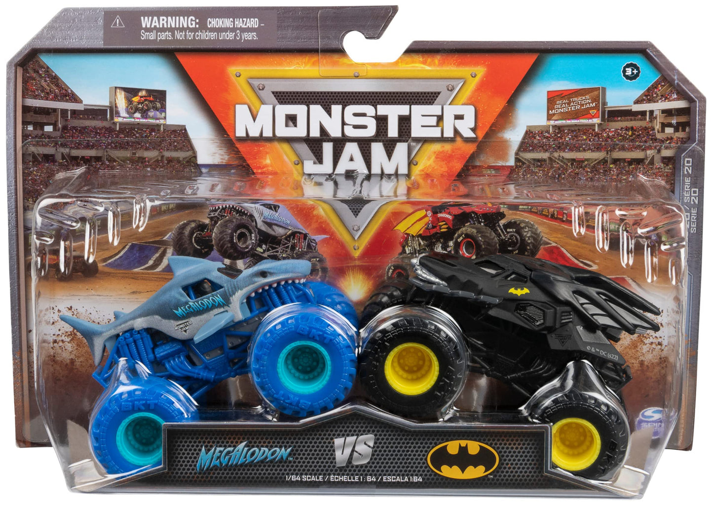 Monster Jam Official Batman Vs Megalodon 1:64 Die-Cast Trucks 2-Pack – Kids Toys 3+
