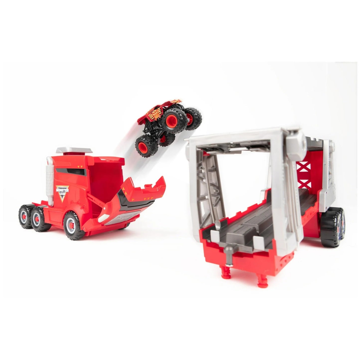 Monster Jam Launch & Go Hauler Playset — Exclusive Max-D Truck | 1:64 Scale