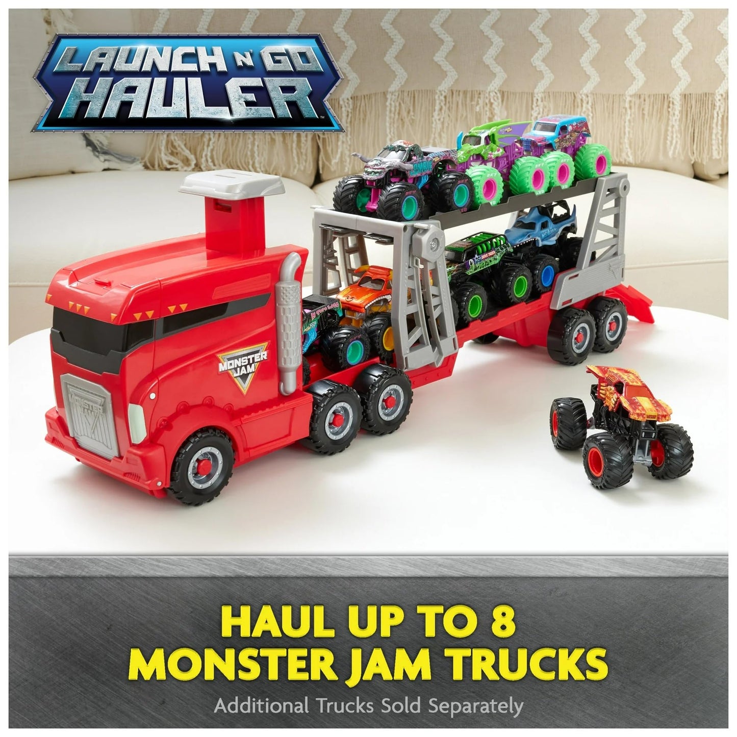 Monster Jam Launch & Go Hauler Playset — Exclusive Max-D Truck | 1:64 Scale