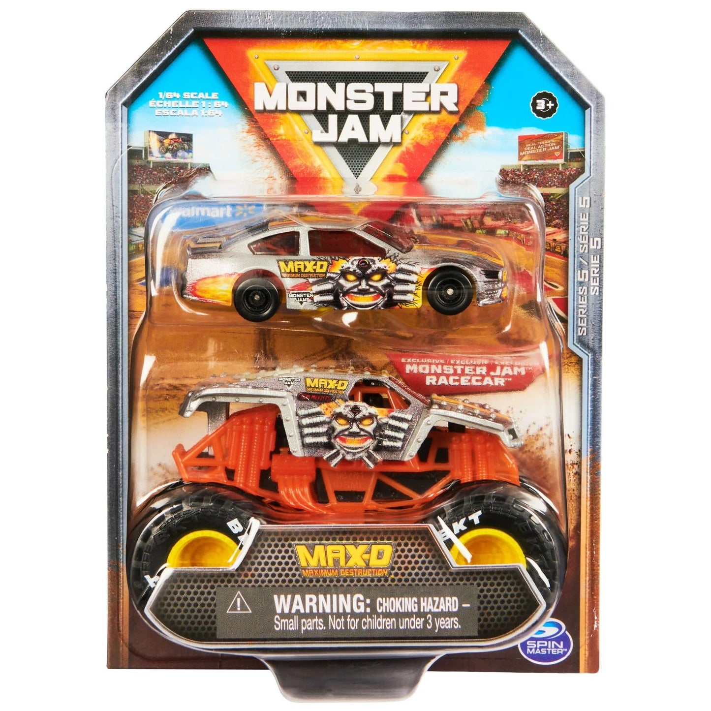 Monster Jam Official 1:64 Die-Cast 2-Pack Series 5 – Max-D Monster Truck & Race Car