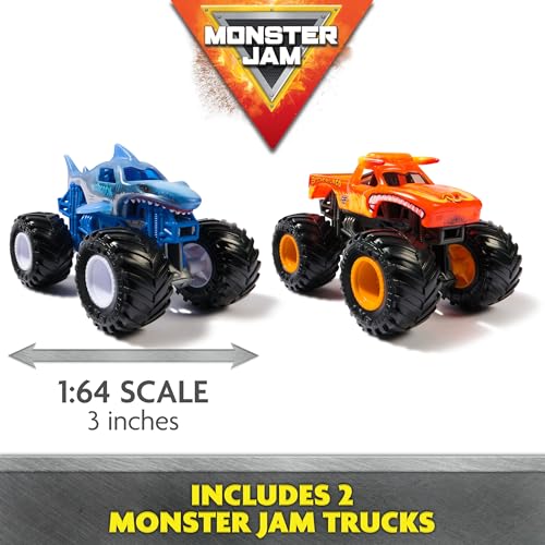 Monster Jam Supercharge Speedway Playset – 24-Inch Monster Dirt Arena with 2 Lbs Monster Dirt and Exclusive 1:64 Die-Cast Trucks
